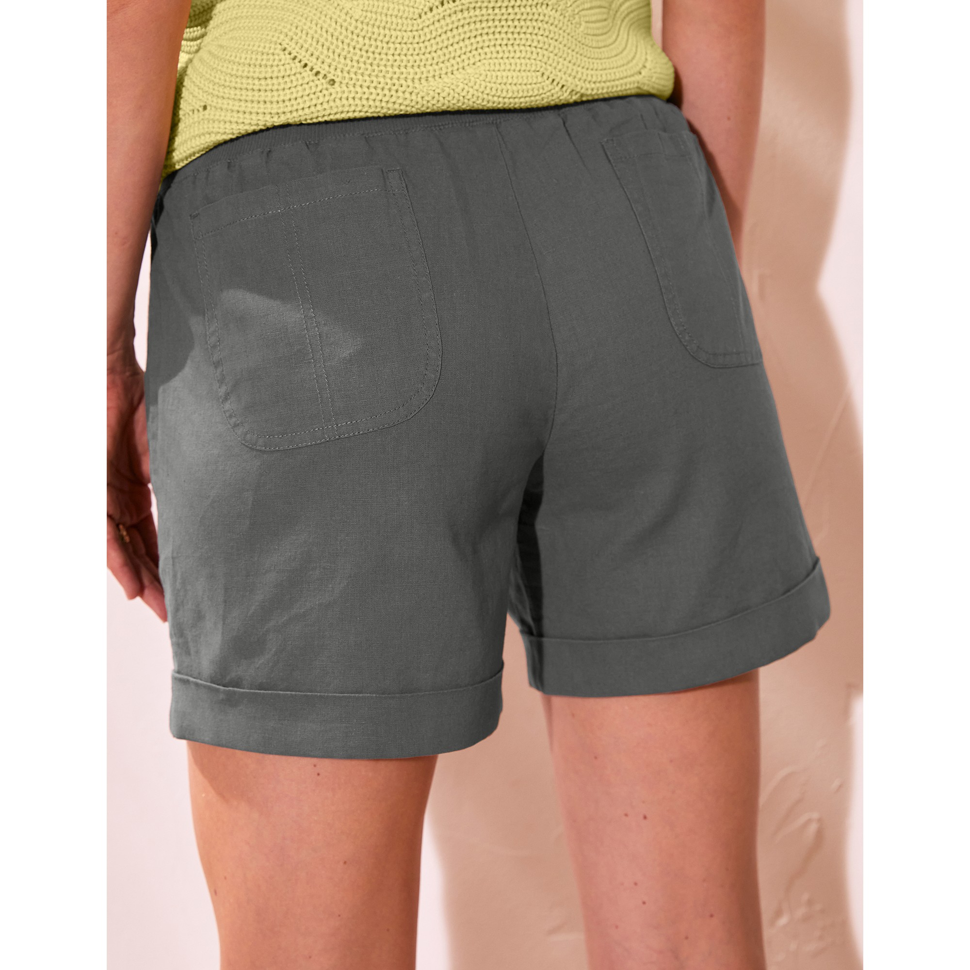 Short droit a revers lin coton bronze Blancheporte