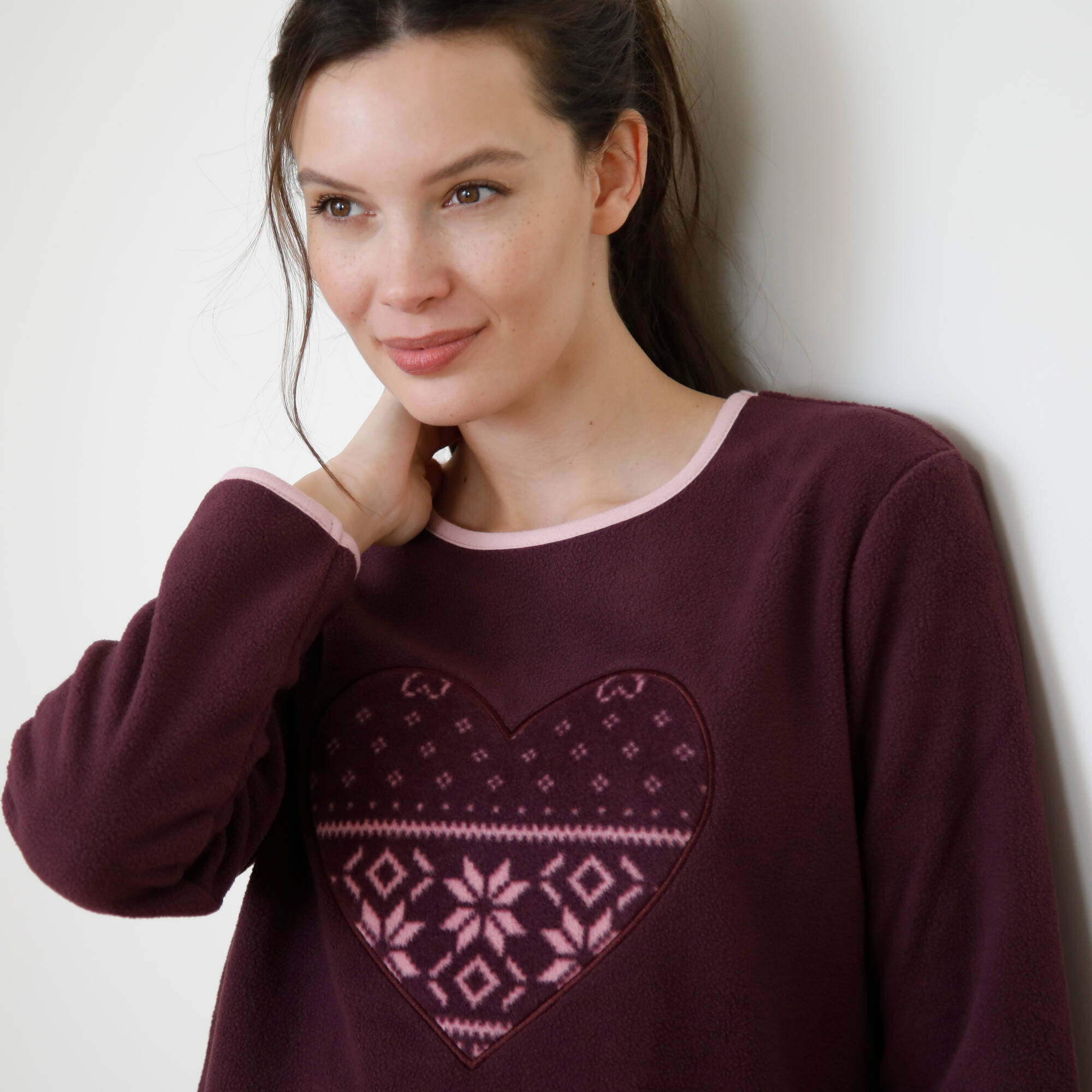 Pyjama pantalon imprim coeur maille polaire - Blancheporte 40 €