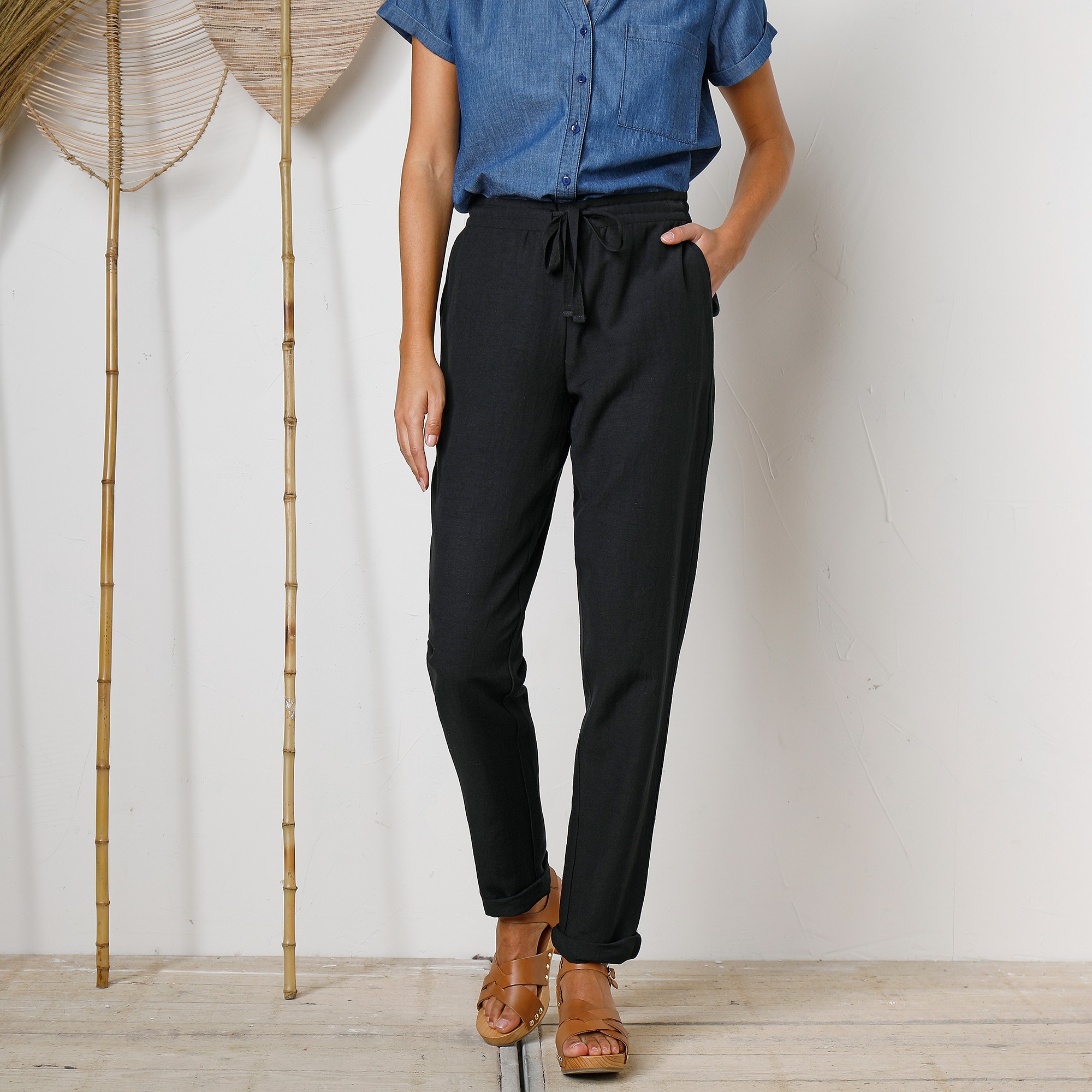 Pantalon Fuselé Fluide, Lin-coton - Blancheporte