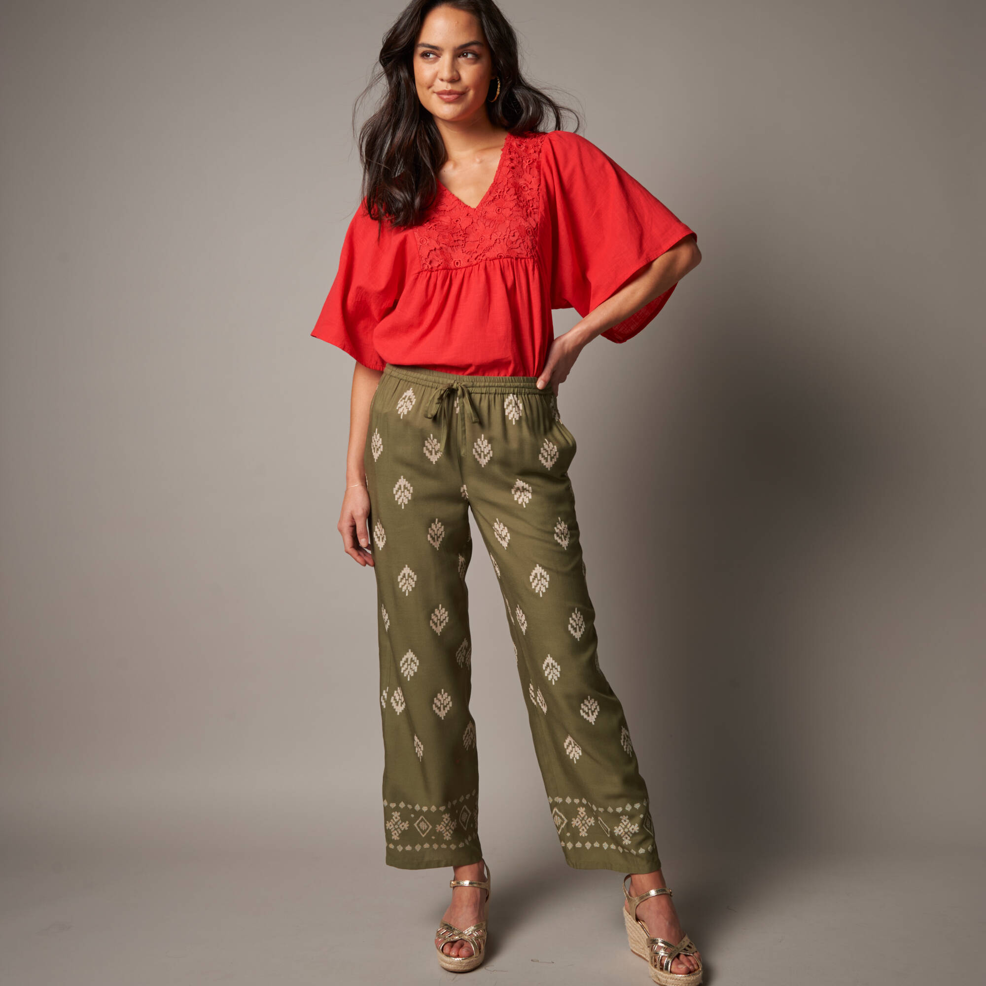 Pantalon large taille haute viscose imprime - Blancheporte 28 €
