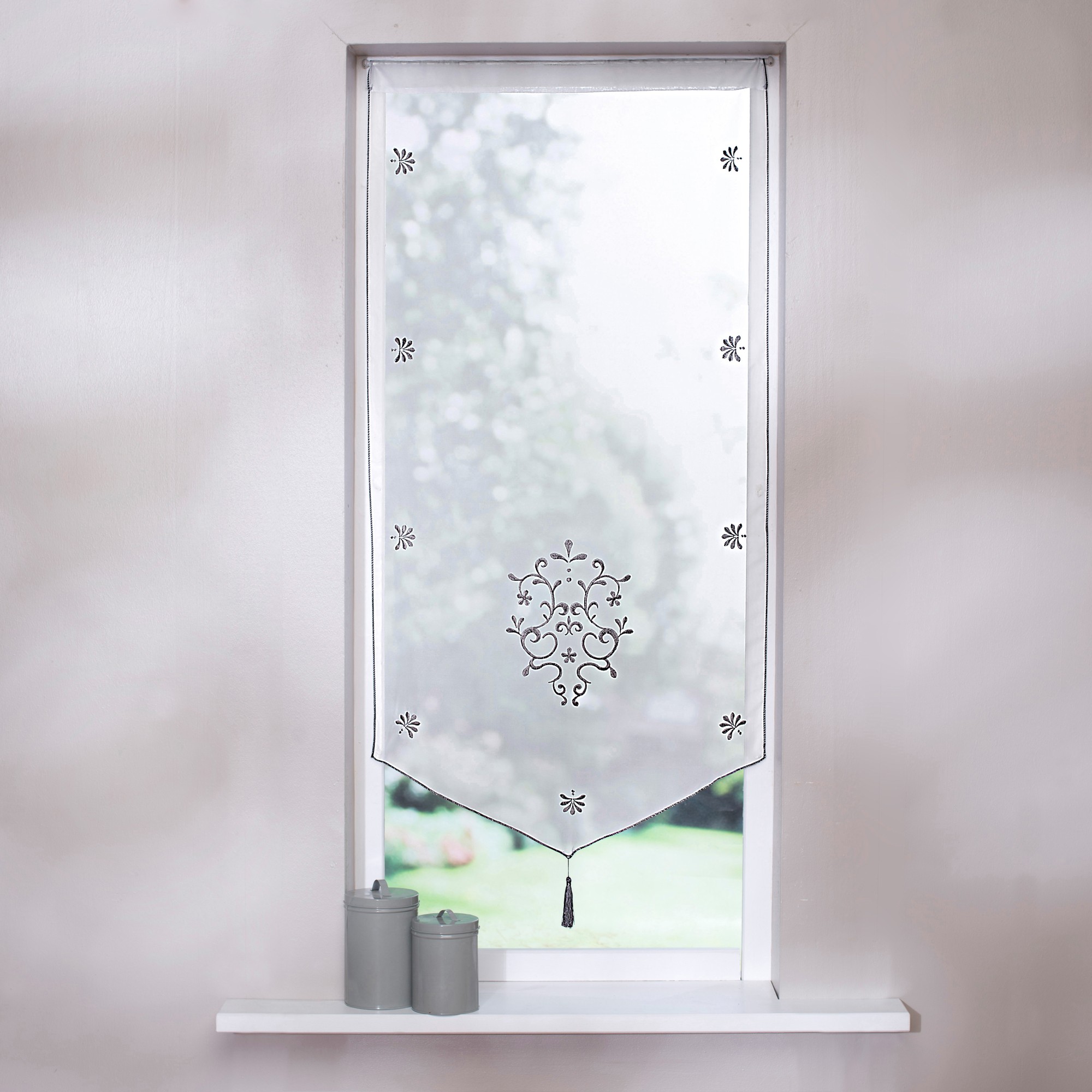 Vitrage Pointe Baroque Brodé Finition Passe-tringle - Blancheporte