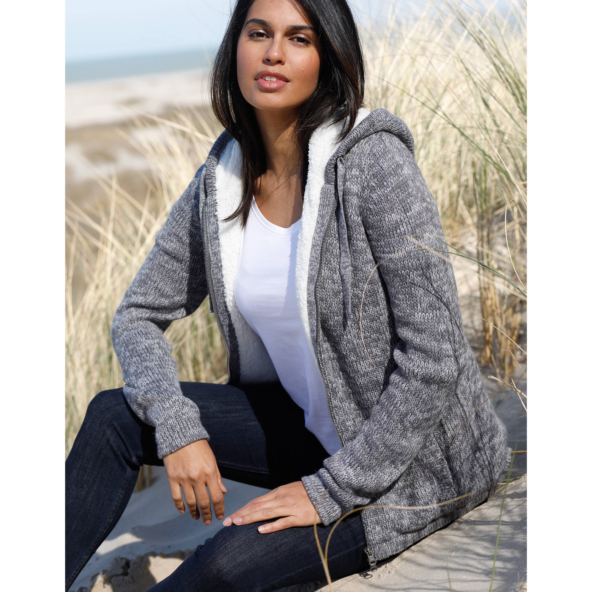 Gilet zippé femme blancheporte hot sale