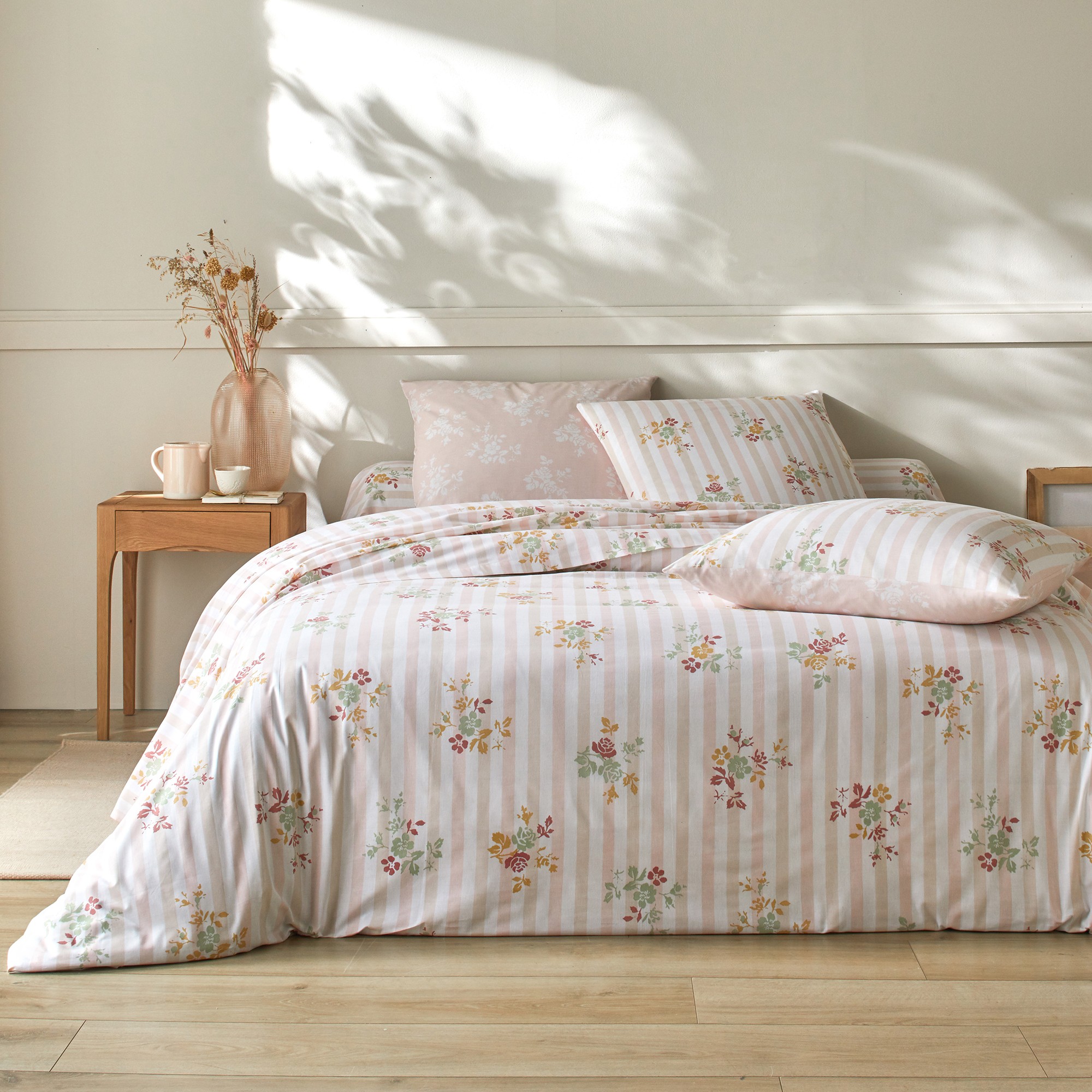 Linge De Lit Louison Imprimé Rayé Fleuri - En Coton - Blancheporte