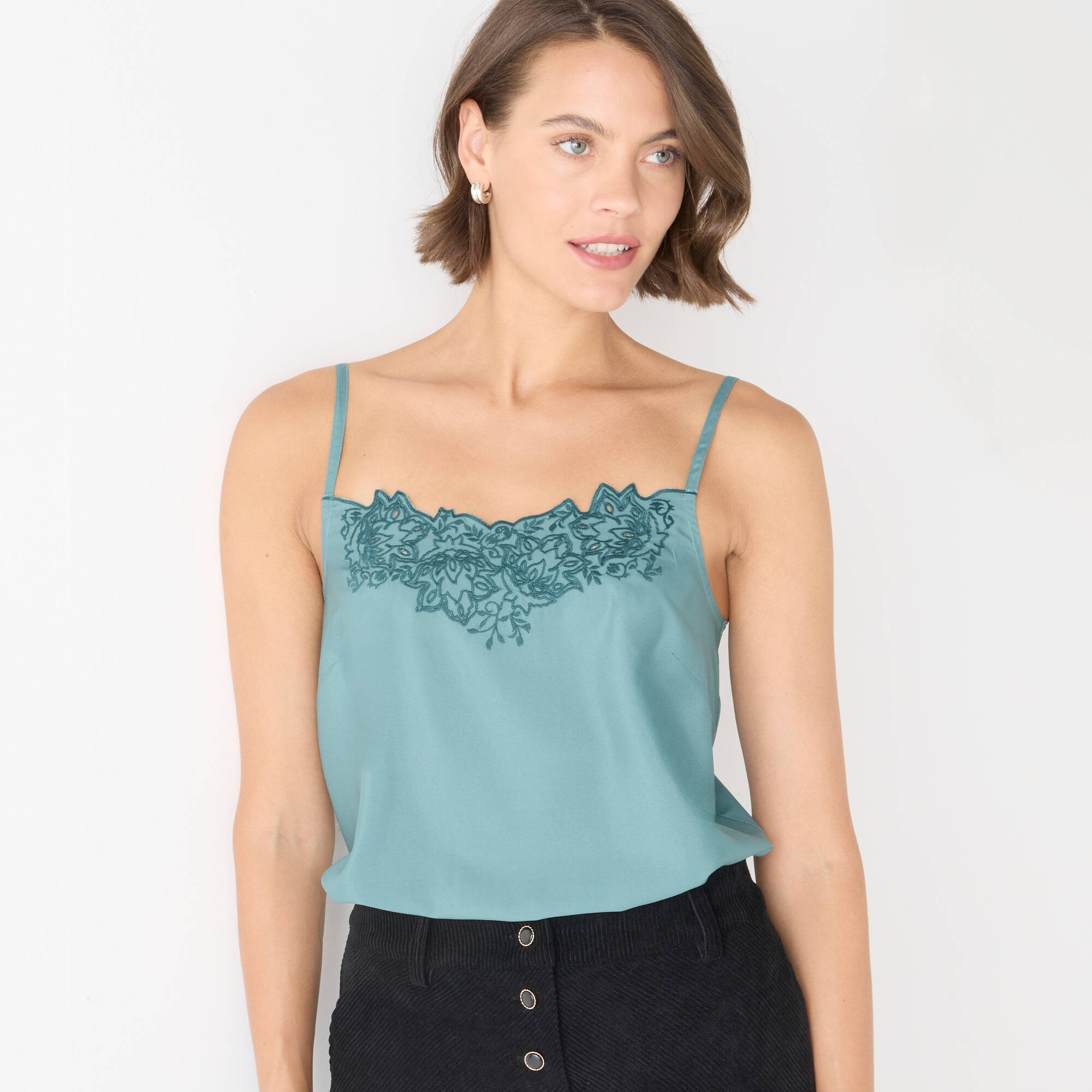 Caraco brodé bretelles réglables - Blancheporte