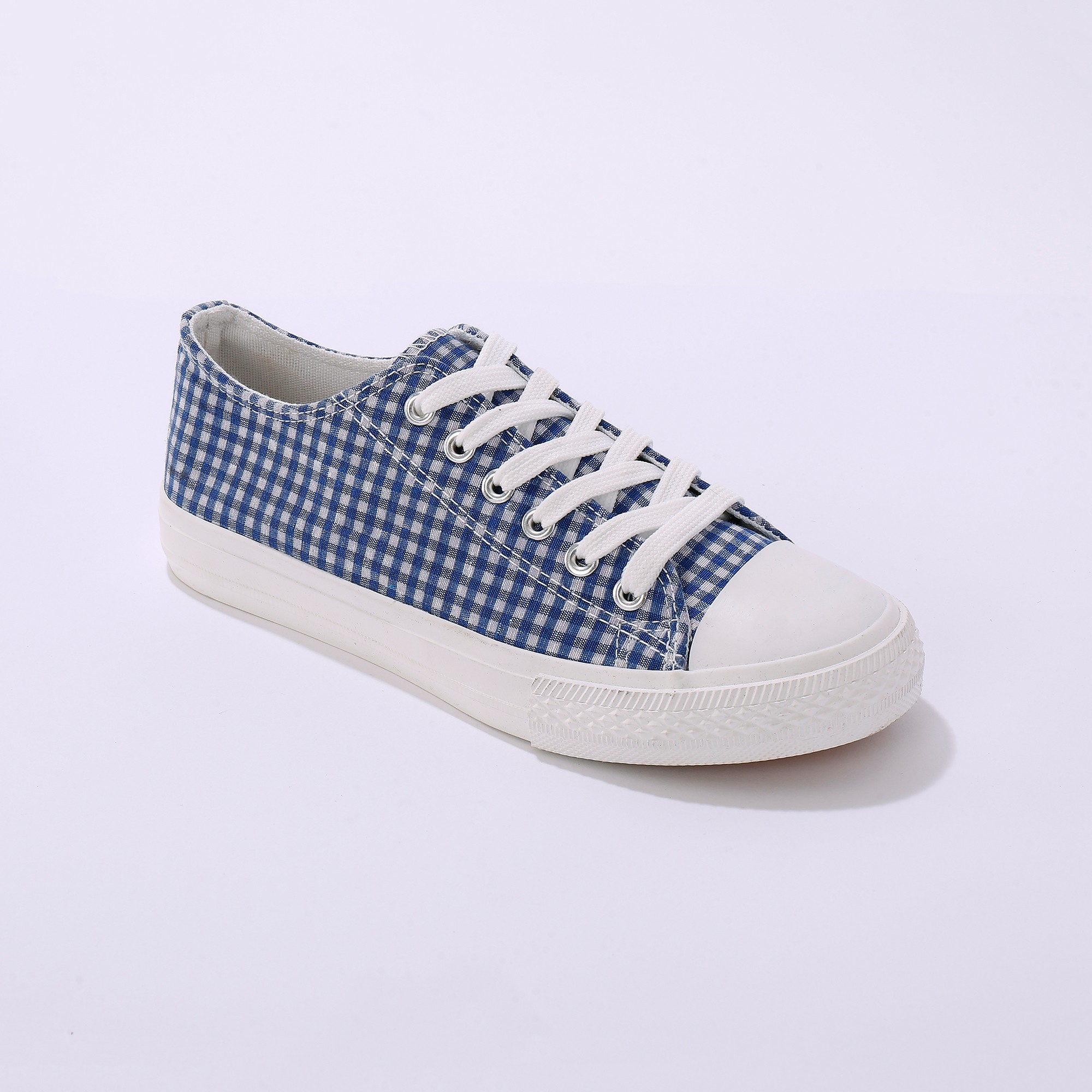 Tennis En Toile À Lacets Imprimé Carreaux - Blancheporte