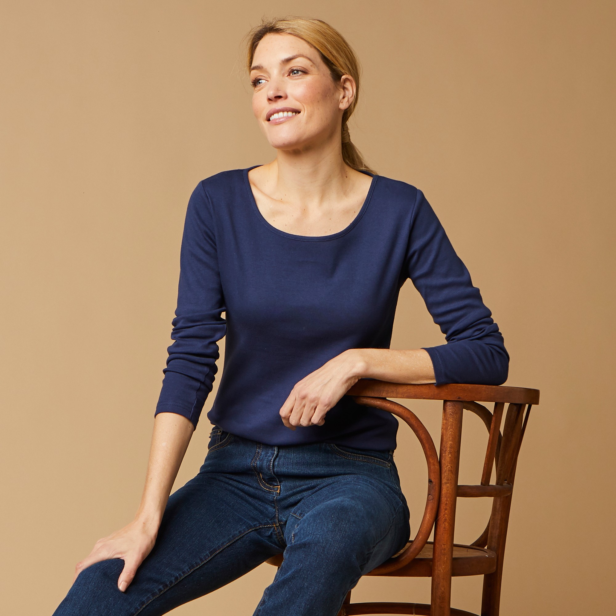 T-shirt Uni Manches Longues Jersey Coton Biologique(**) - Blancheporte