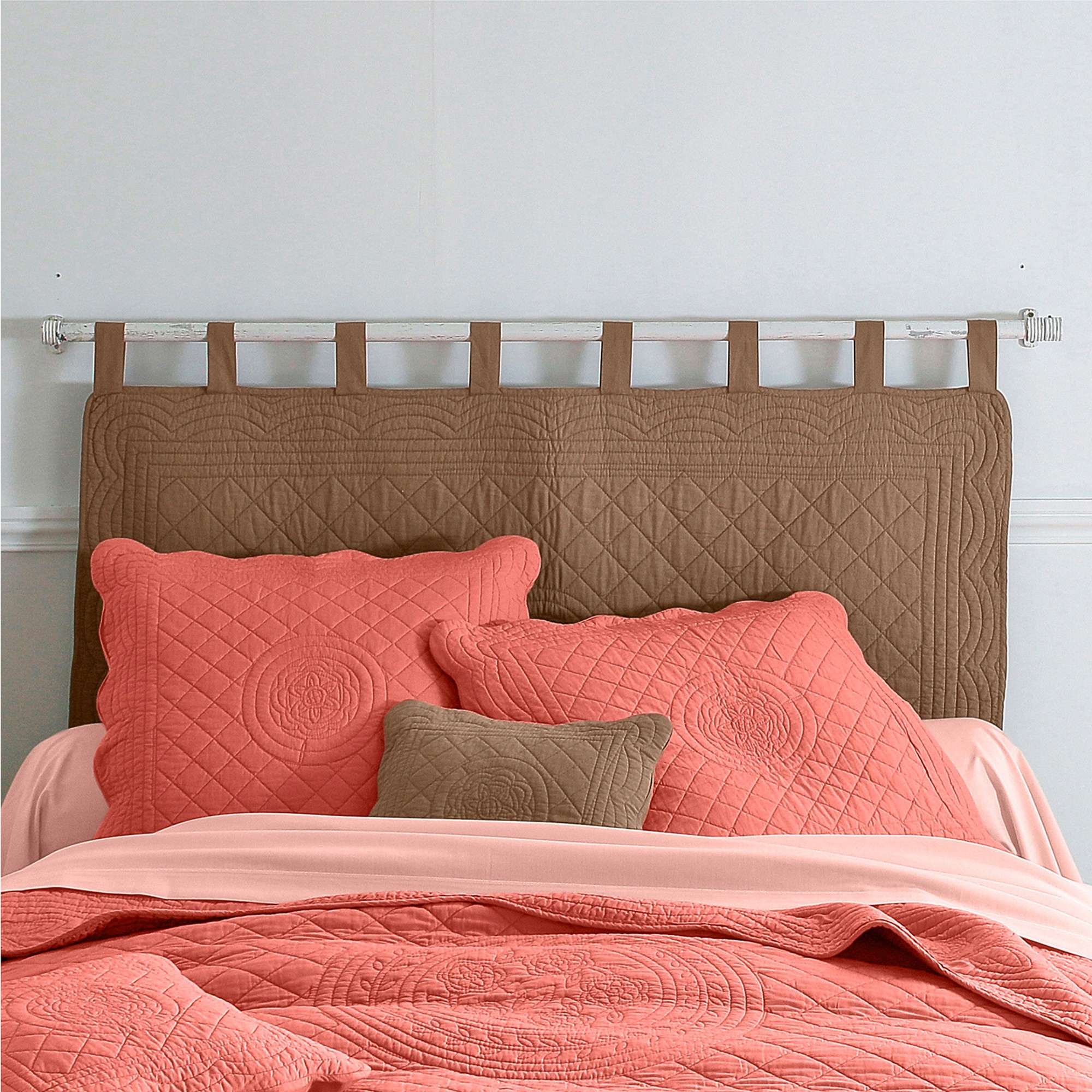 Tête de lit unie coton style boutis Cassandre - Tête De Lit : 80x160cm - Taupe - Colombine