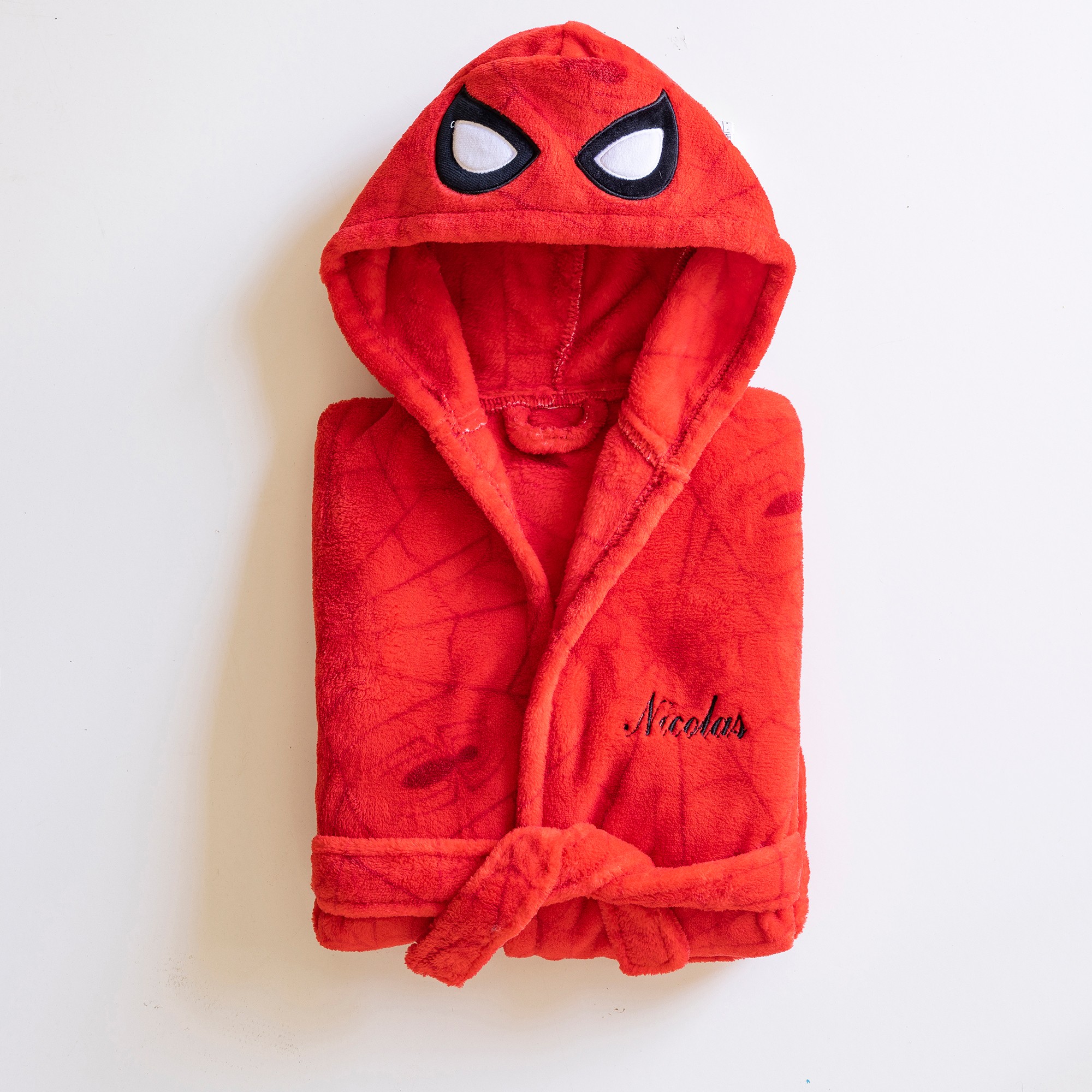 Robe de chambre enfant capuche Spider Man personnalisable polaire rouge Blancheporte