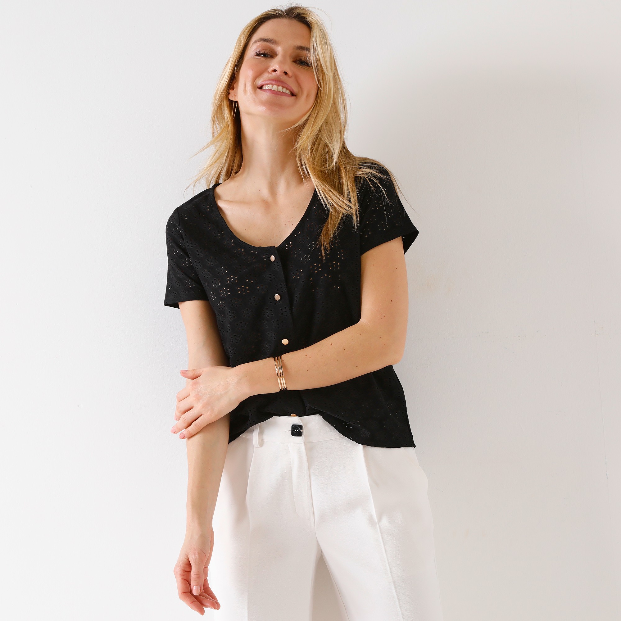 T-shirt Manches Courtes Boutonné - Blancheporte