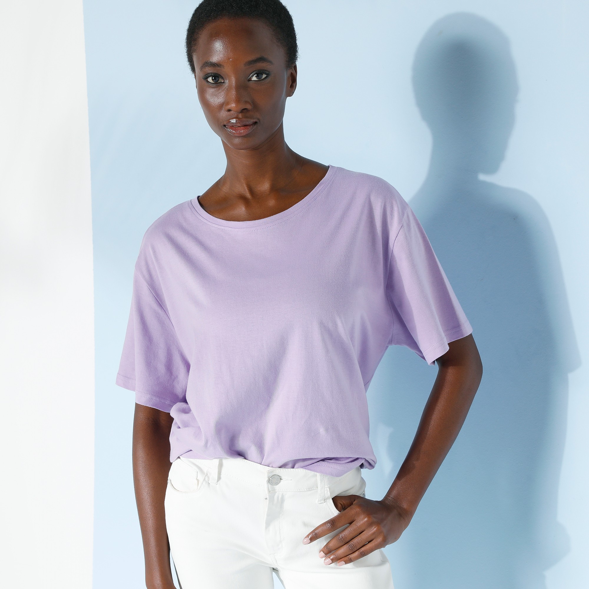 T-shirt loose En Coton, Uni - Blancheporte