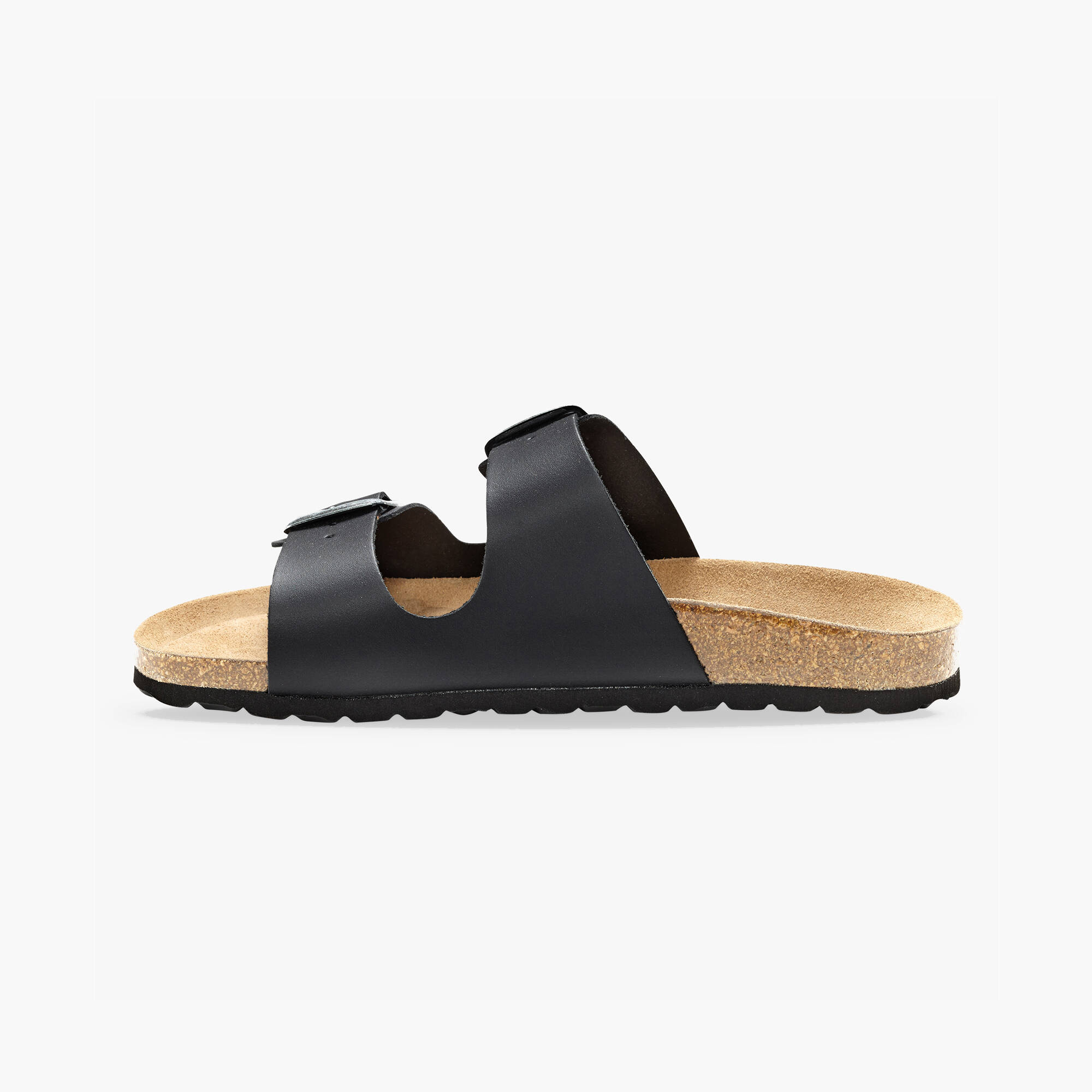 Mules anatomiques cuir à boucles - noir - Blancheporte