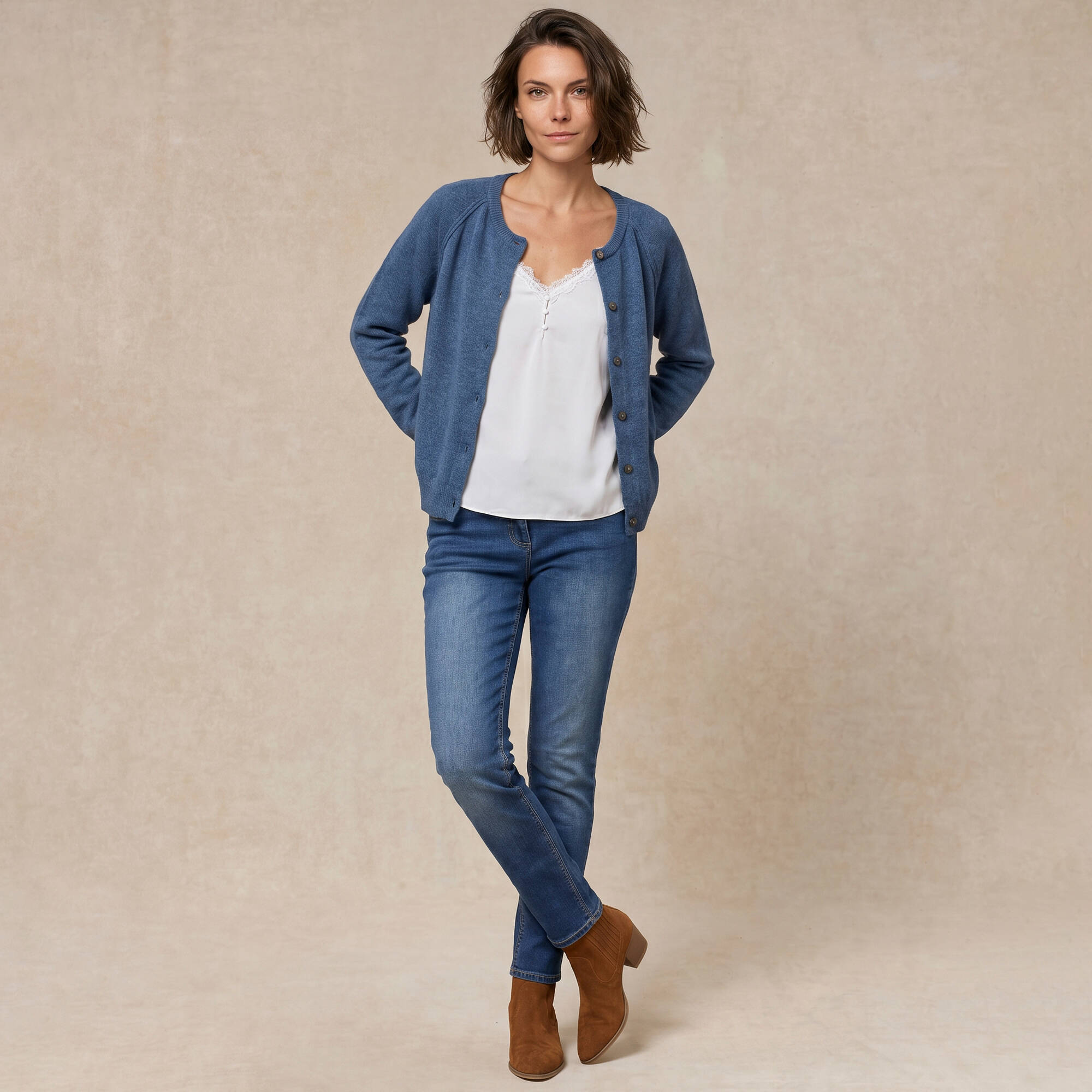 Gilet boutonn maille moelleuse en laine mlange - Blancheporte 43$