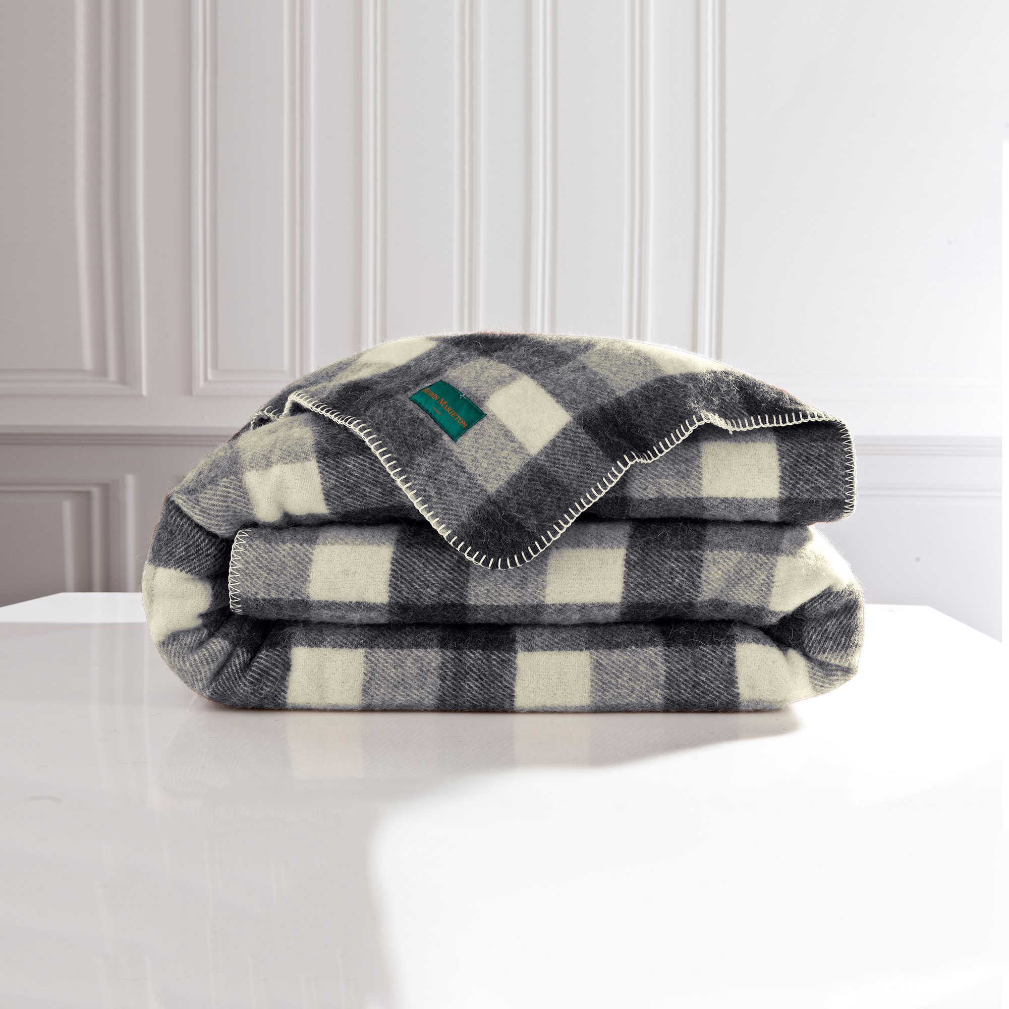 Couverture pure laine fabrication française - Couverture 2 Personnes : 240x260 Cm - Gris - Ourson