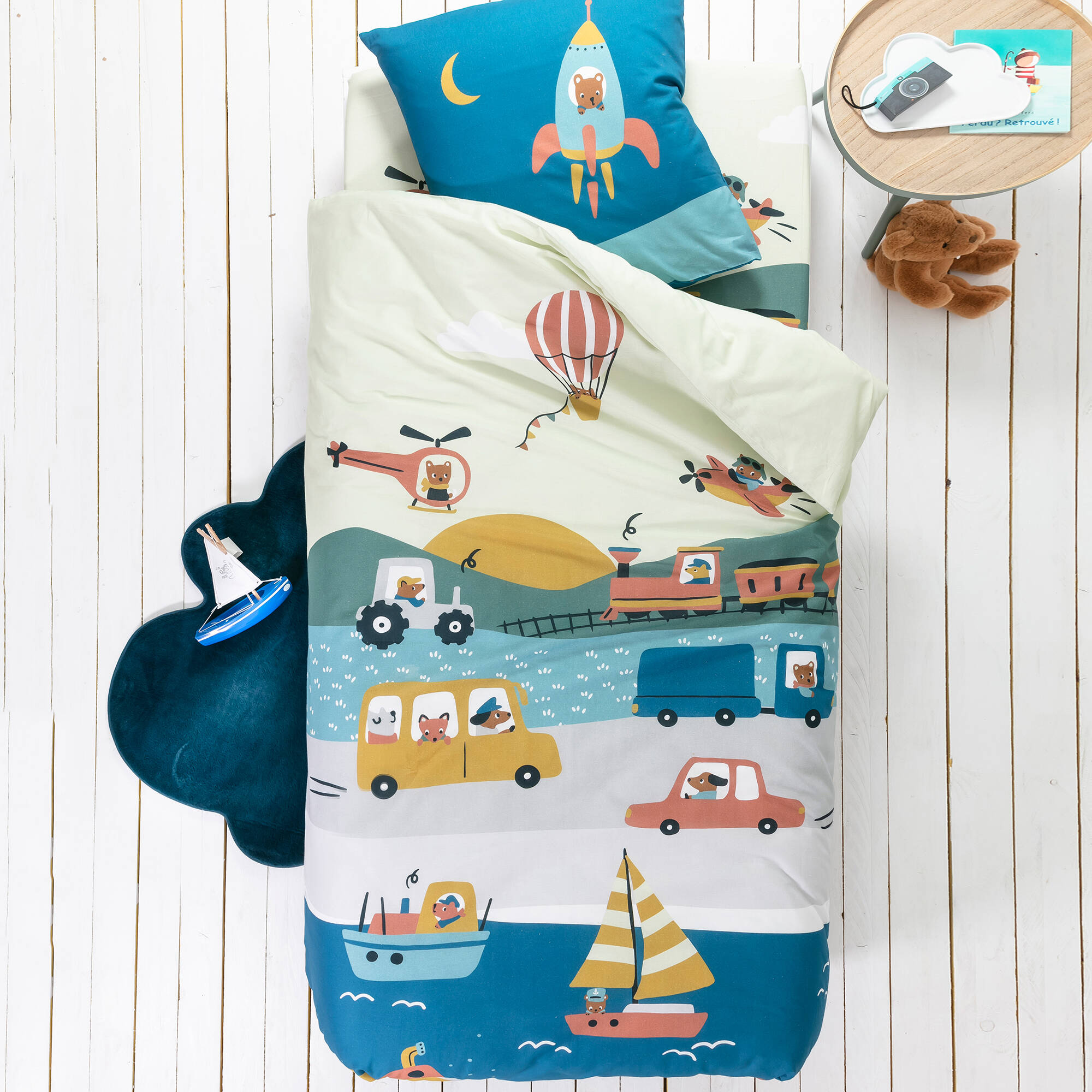 Linge de lit enfant Trafic imprimé voitures - coton  - Blancheporte