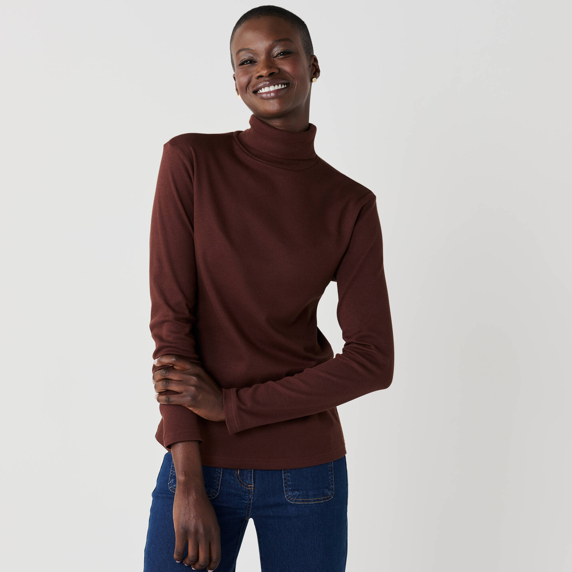 Sous-pull col roul en maille ctele uni - Blancheporte 20 €