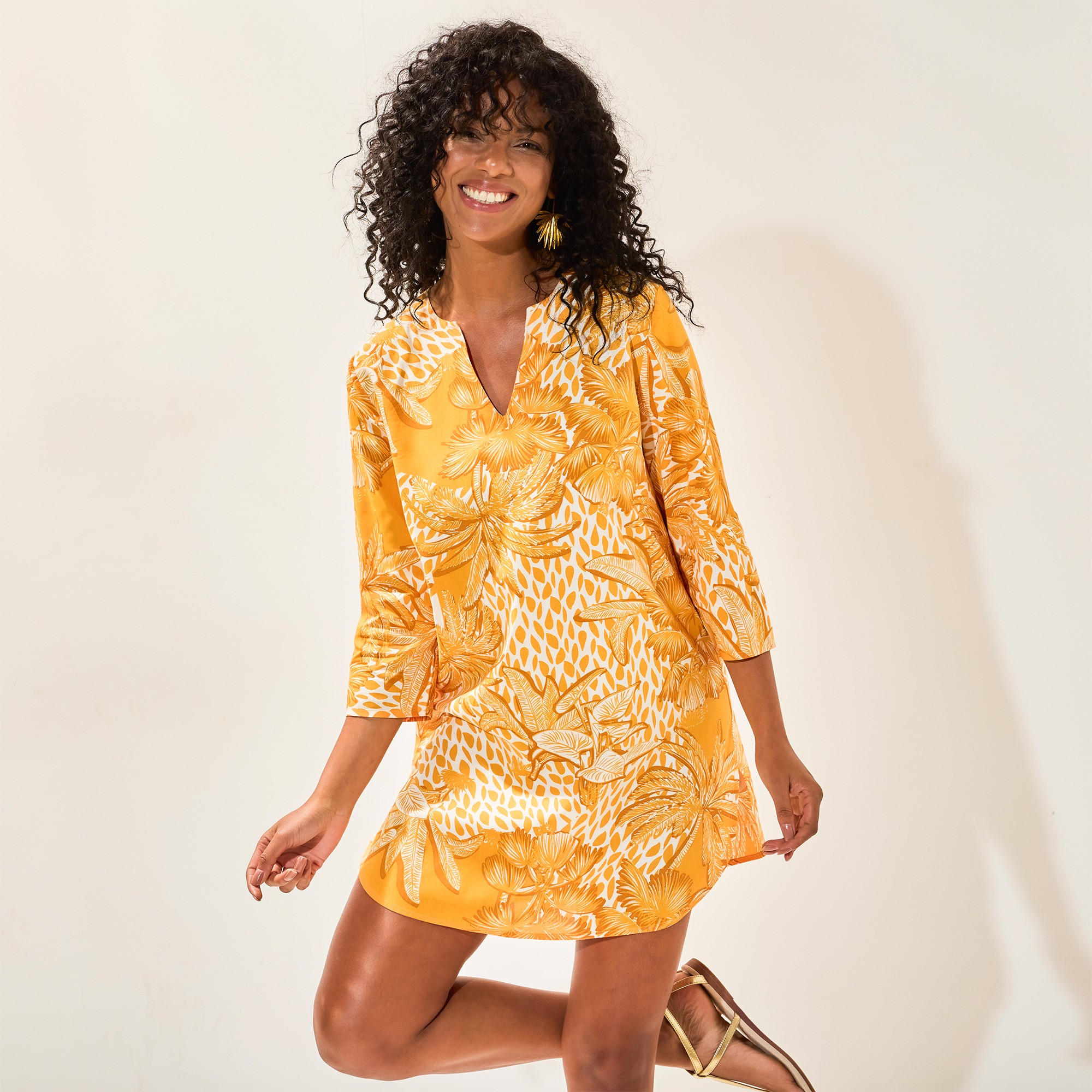 Tunique De Plage Manches 3/4, Imprimée - Blancheporte