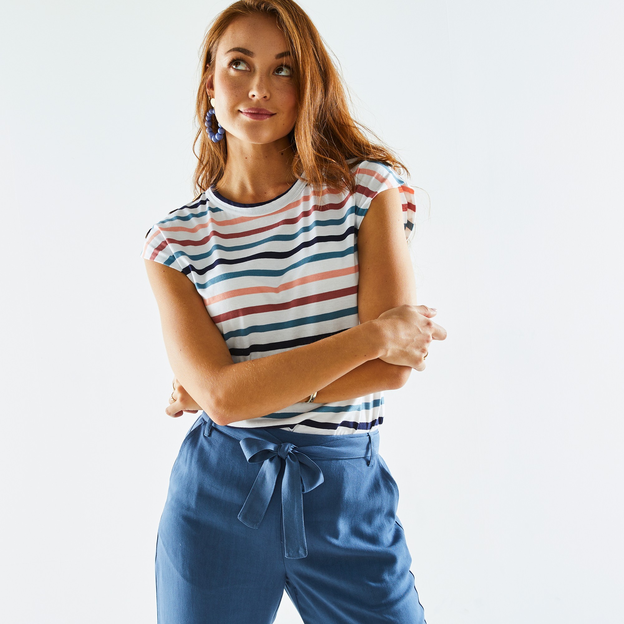 T-shirt Rayé Détail Boutonné Maille Jersey - Blancheporte