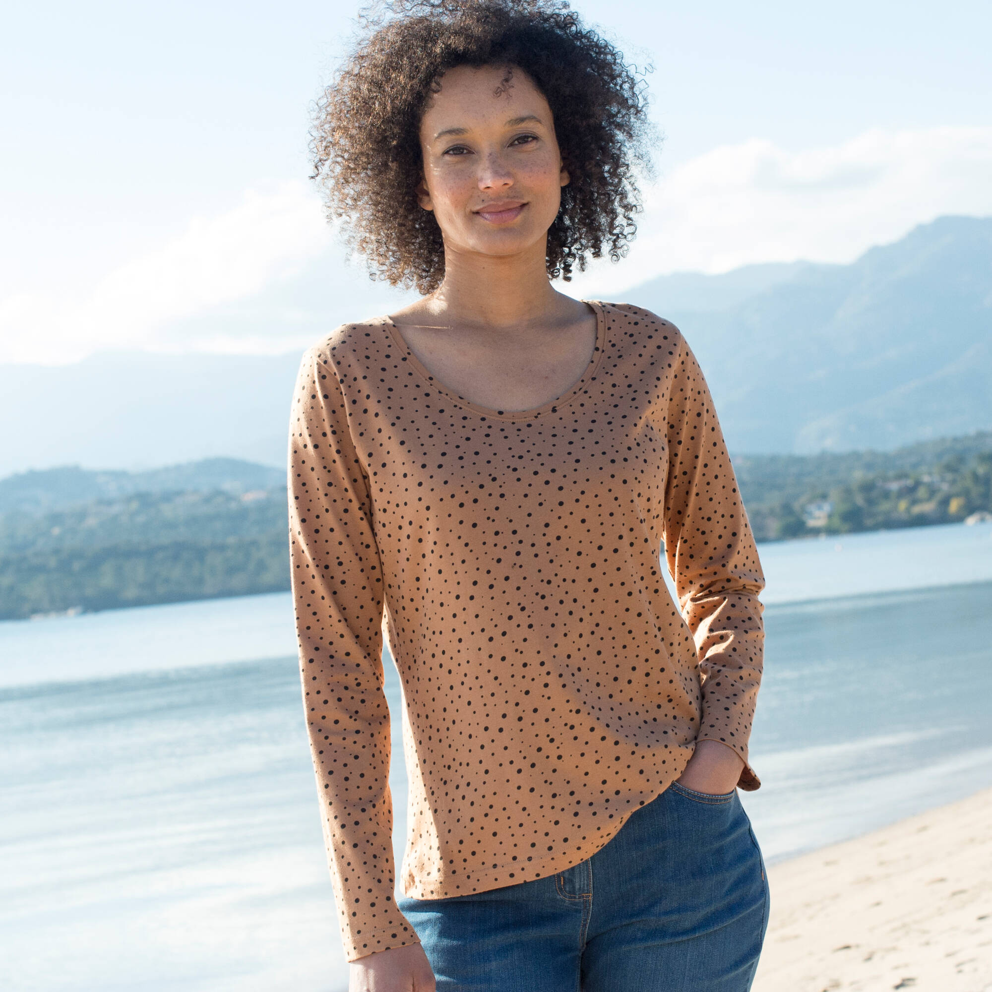 T-shirt Imprimé Pois En Coton Biologique(**) - Blancheporte