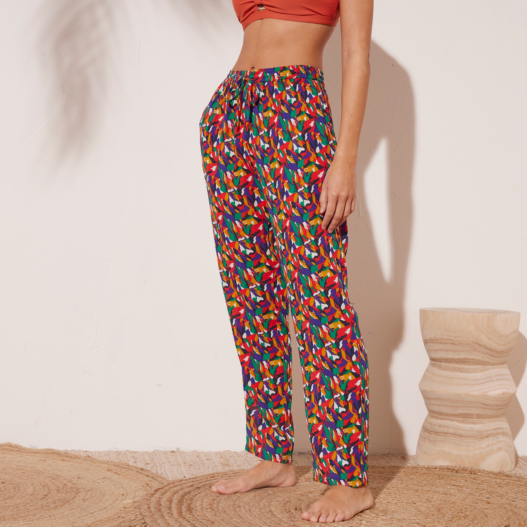 Pantalon Droit Imprimé, Crépon Fluide - Blancheporte