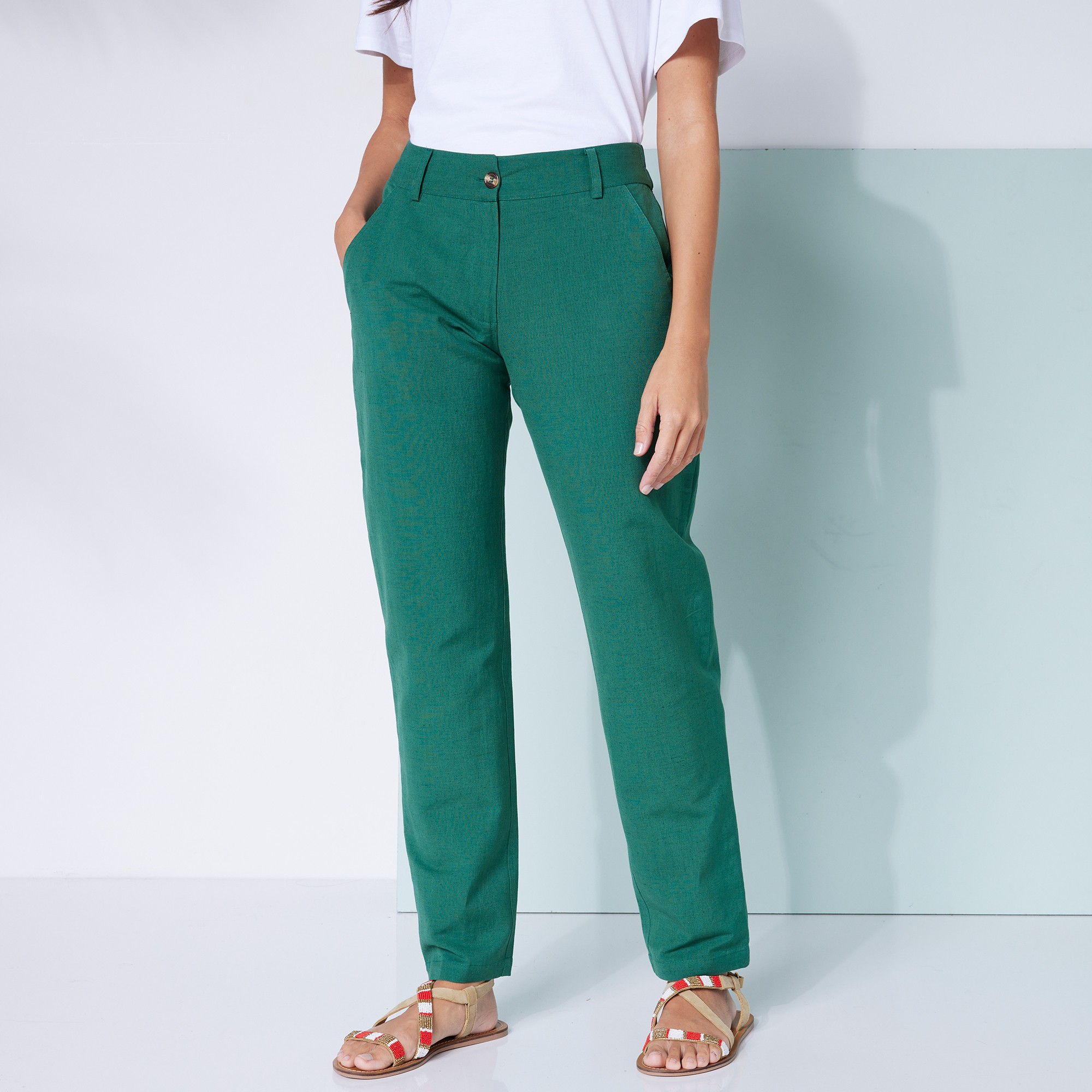 Pantalon Chino, Lin Coton - Blancheporte