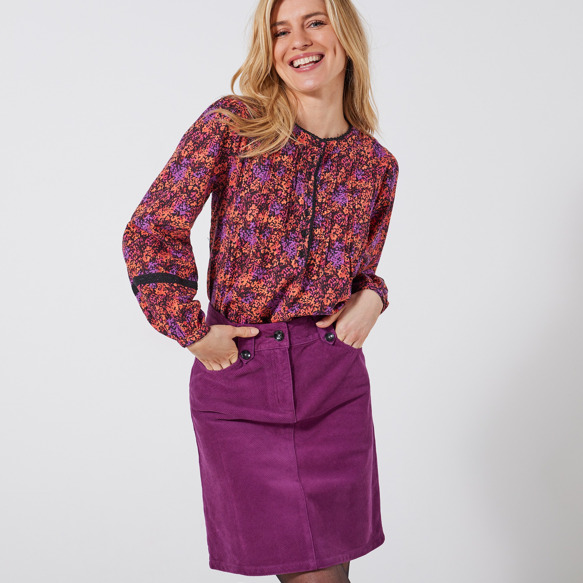 Blouse Macramé À Plis, Imprimé Fleuri - Blancheporte