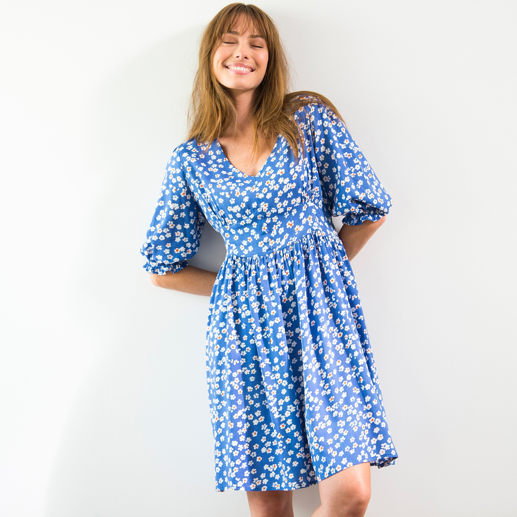 Robe Imprimée Col V Base Évasée - Blancheporte