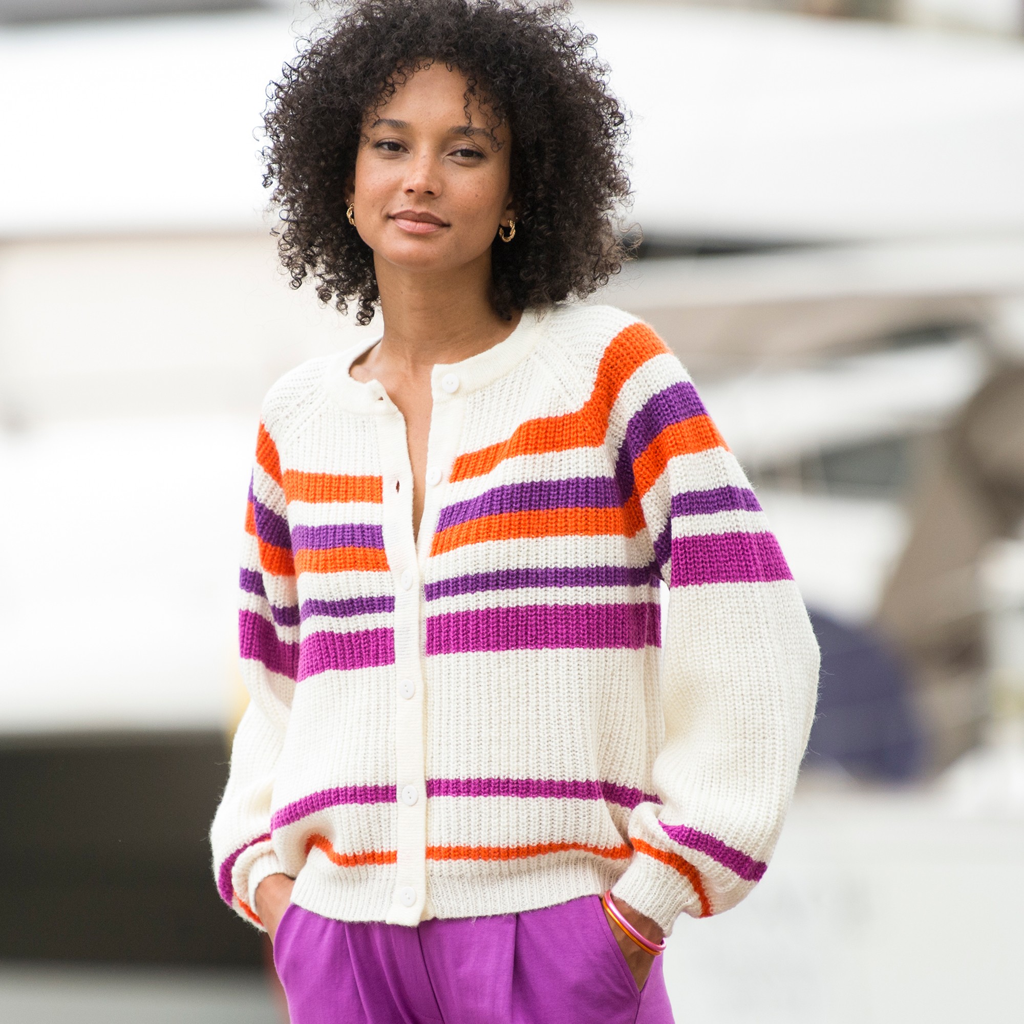 Cardigan Rayé Boutonné - Blancheporte