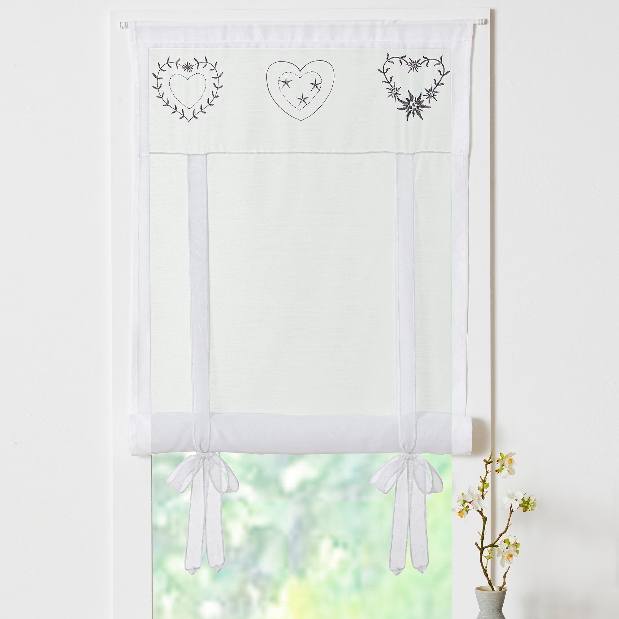 Store Broderies Motifs Coeurs Finition Passe-tringle - Blancheporte