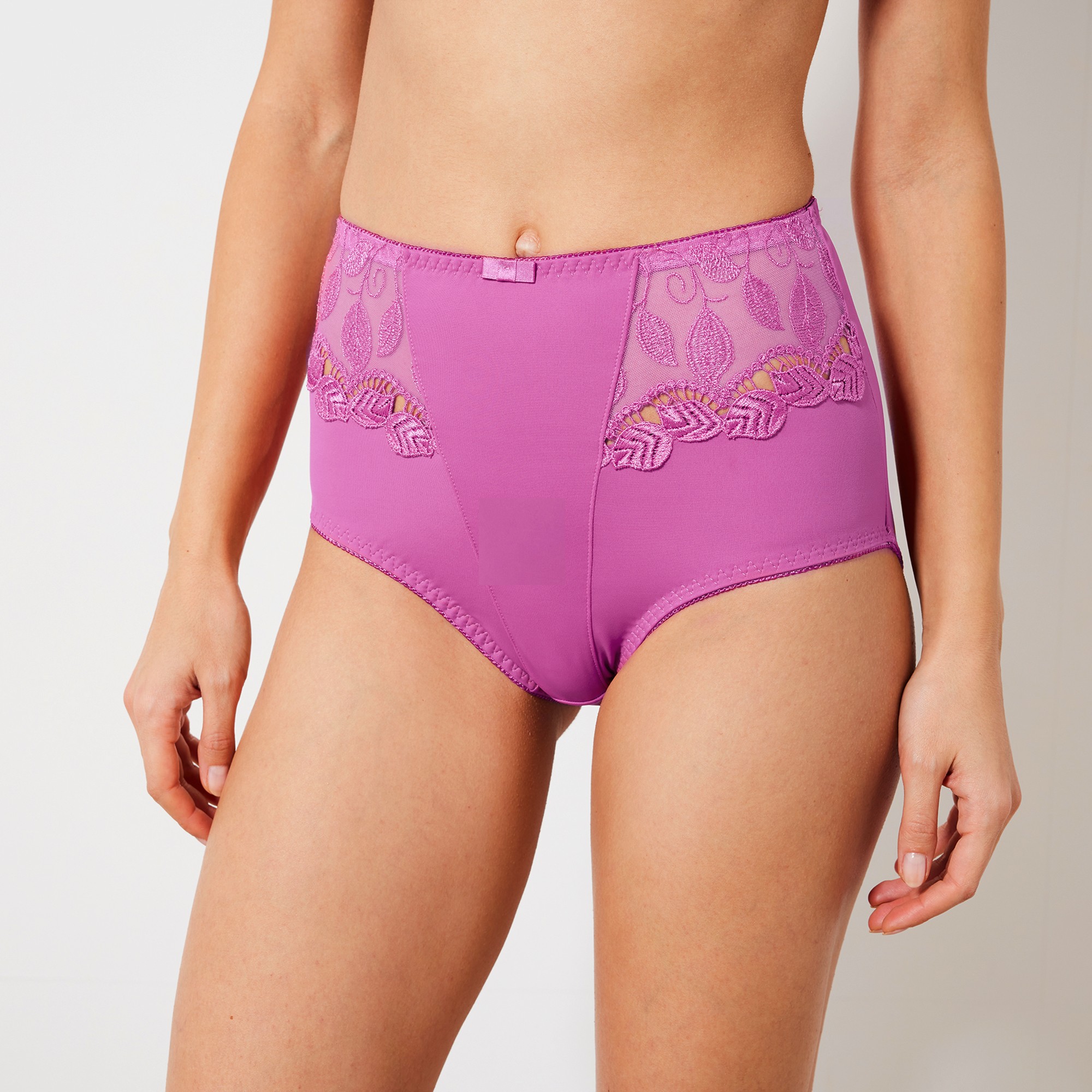 Gainette microfibre et guipure Rima - lot de 2 - 54/56 - Violet - Confidence Lingerie