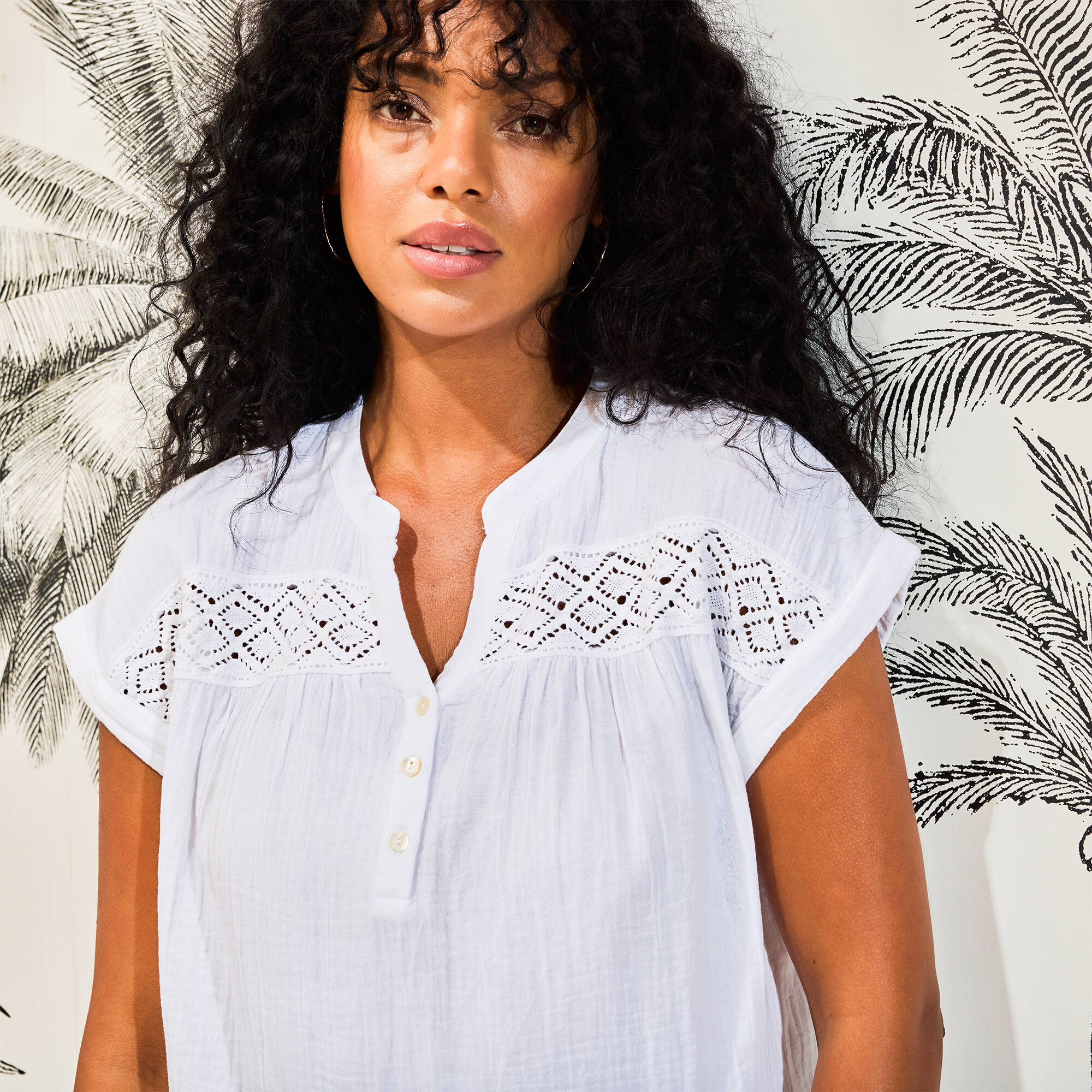 Blouse unie manches courtes double gaze de coton - Blancheporte 28 €