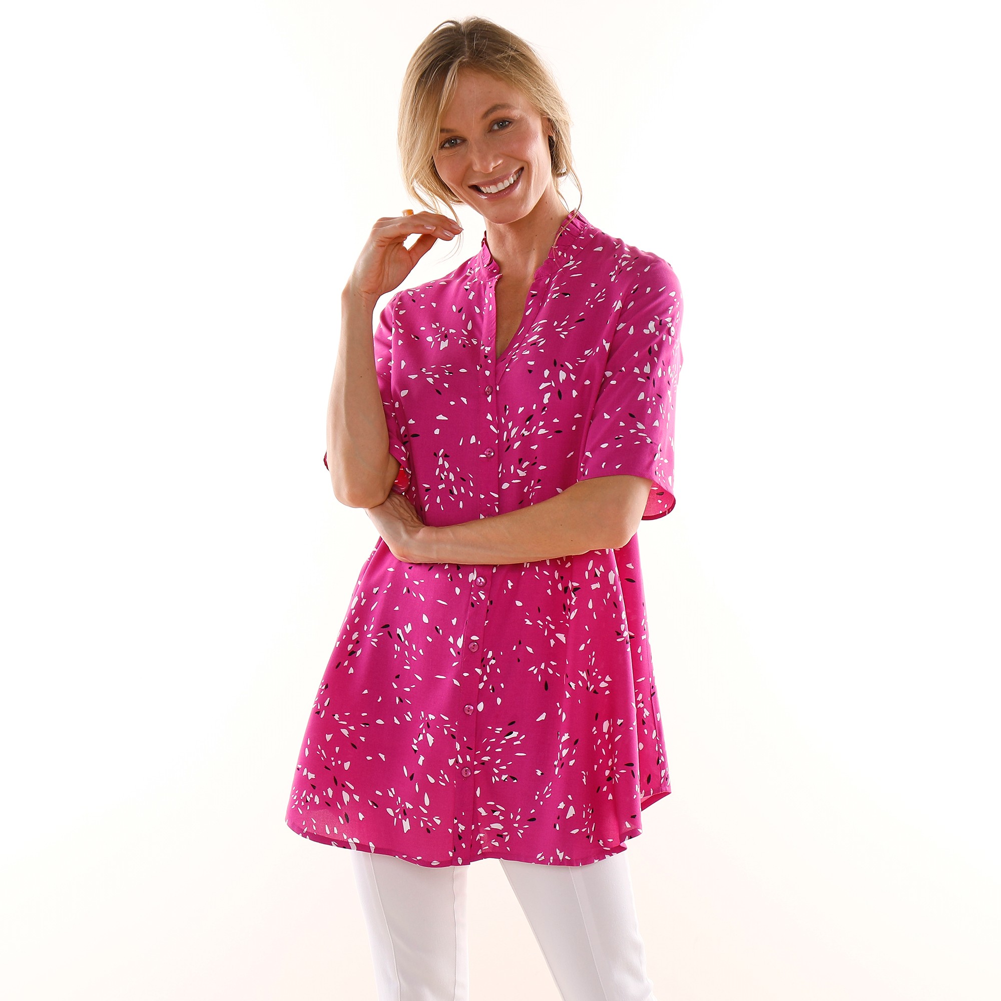 Tunique Col Tunisien Boutonnée Imprimée - Blancheporte