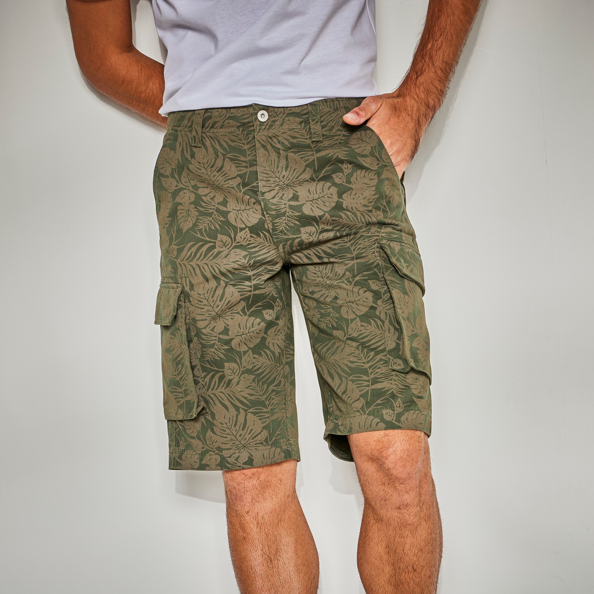 Bermuda Toile Imprimé Feuillage - Blancheporte