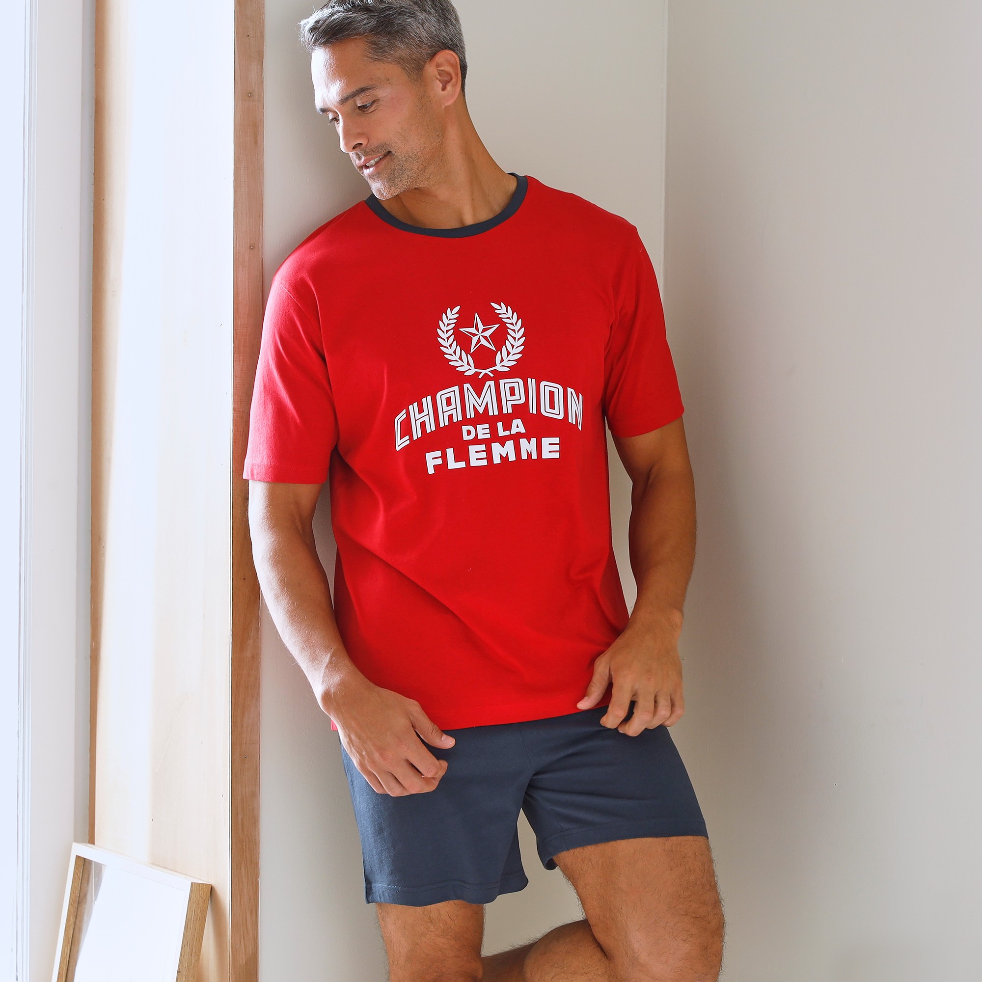 Pyjama Short Col Rond À Message - Blancheporte