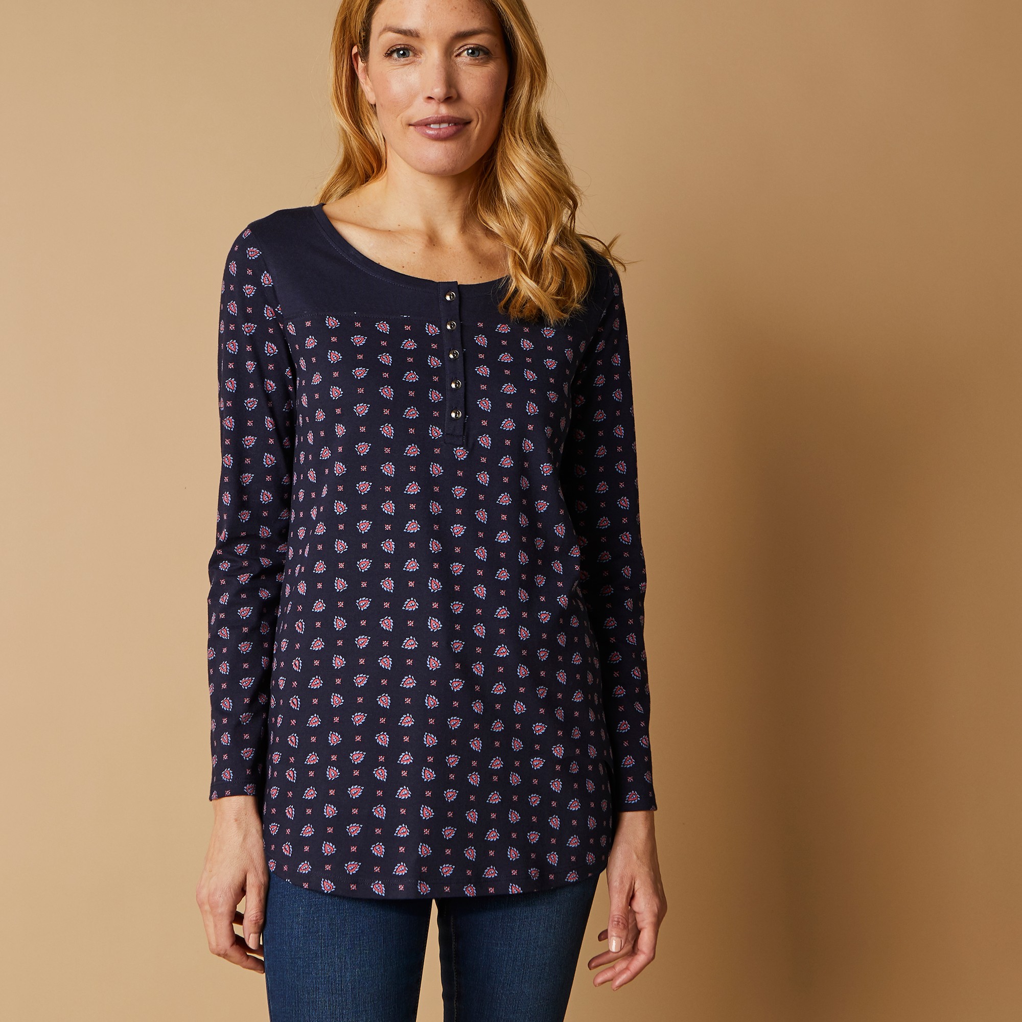 Tunique Col Tunisien Imprimé Cachemire - Blancheporte