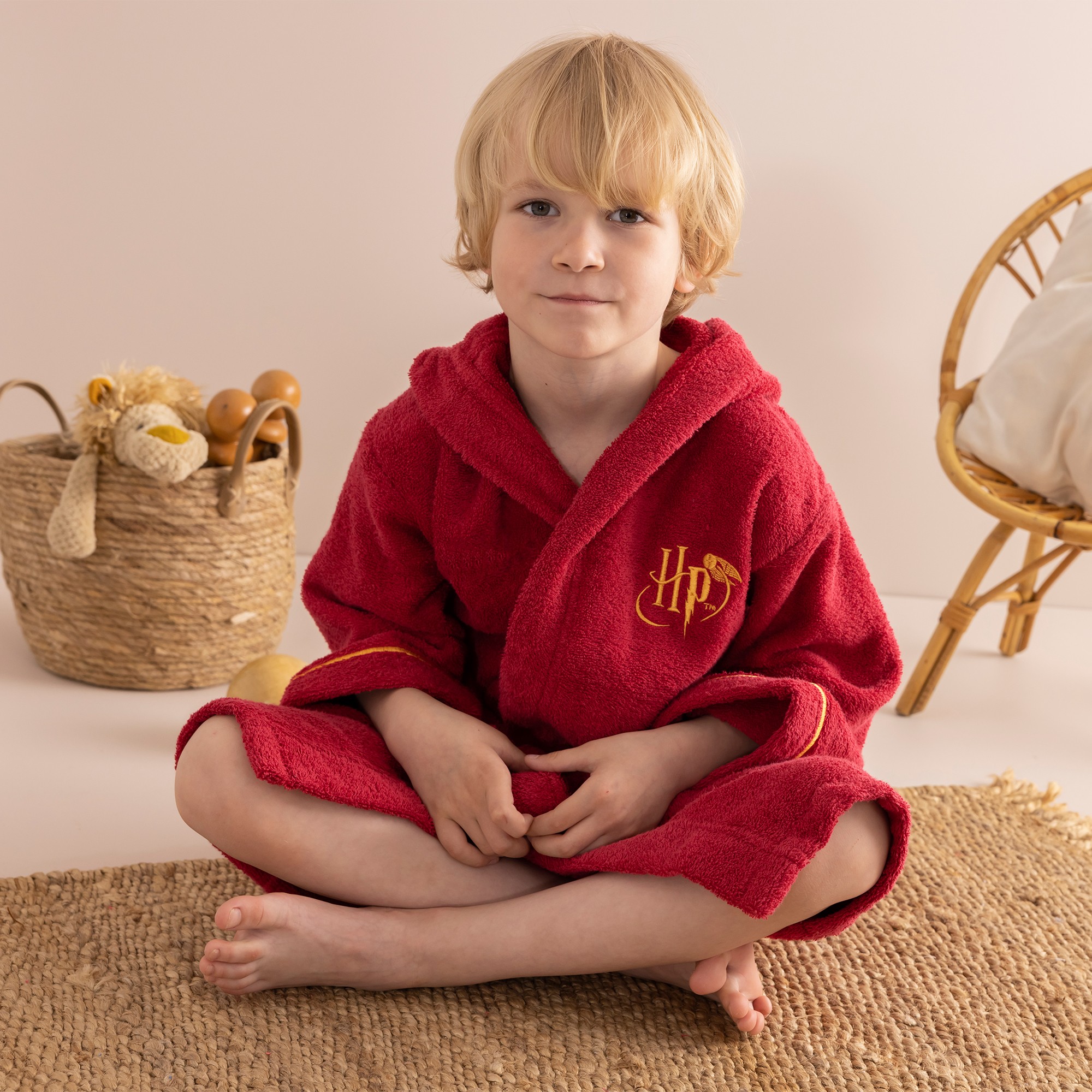 Peignoir enfant capuche Harry Potter ponge coton 380g m2 bordeaux Blancheporte