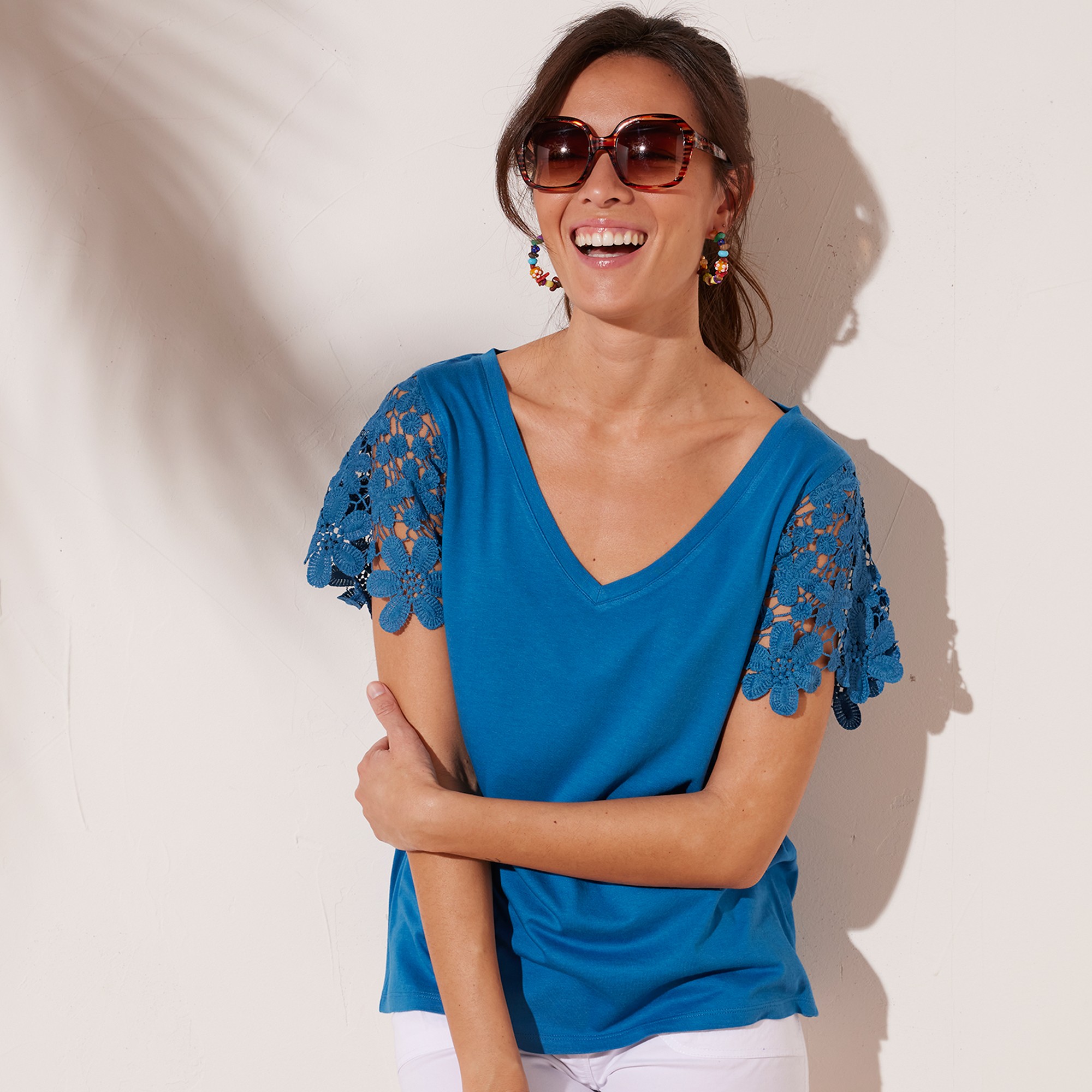 T-shirt Manches Courtes Macramé - Blancheporte