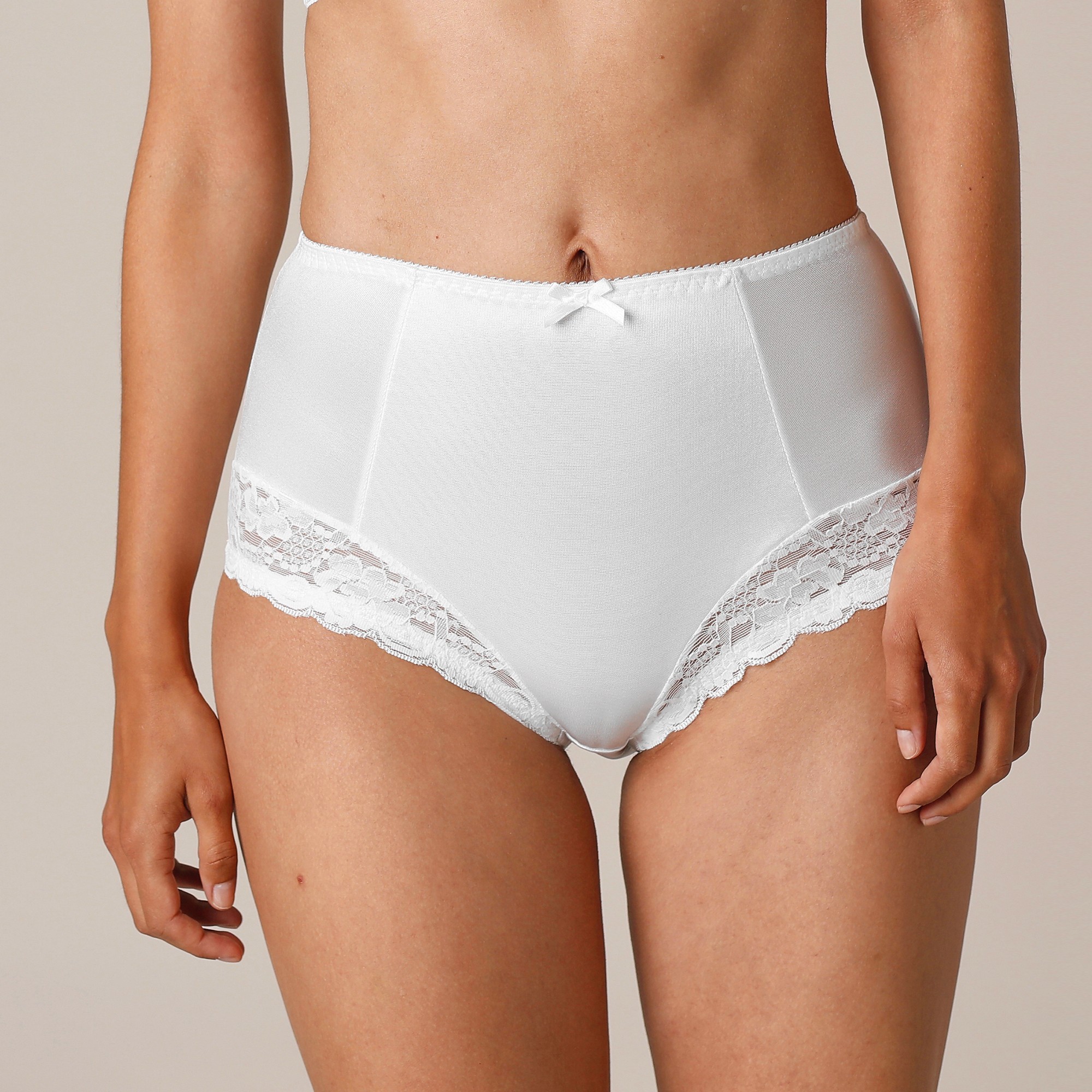 Gainette maille satinée et dentelle Avila - lot de 2 - 54/56 - Blanc/noir - Confidence Lingerie