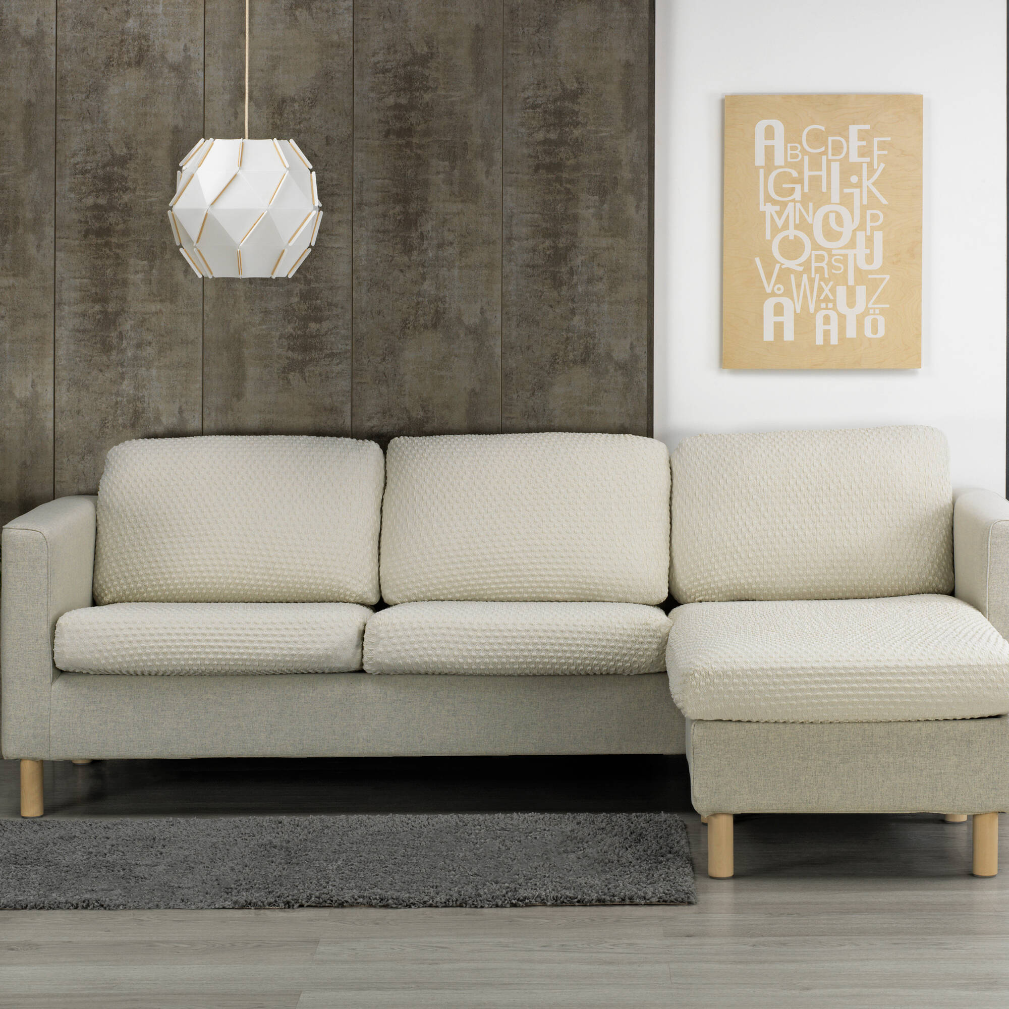 Housse gaufrée bi-extensible coussins méridienne - Blancheporte