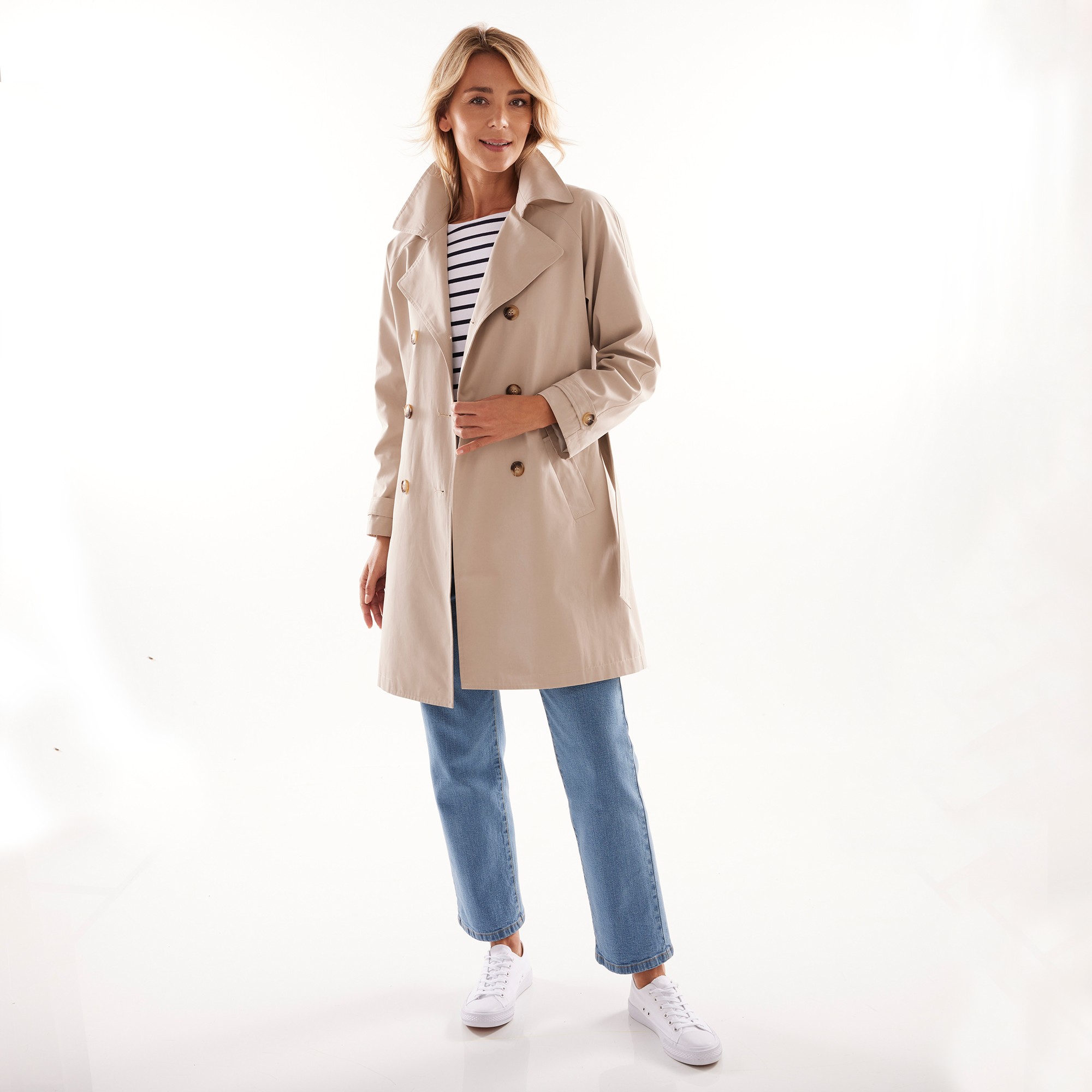 Trench deperlant ceinture amovible beige Blancheporte