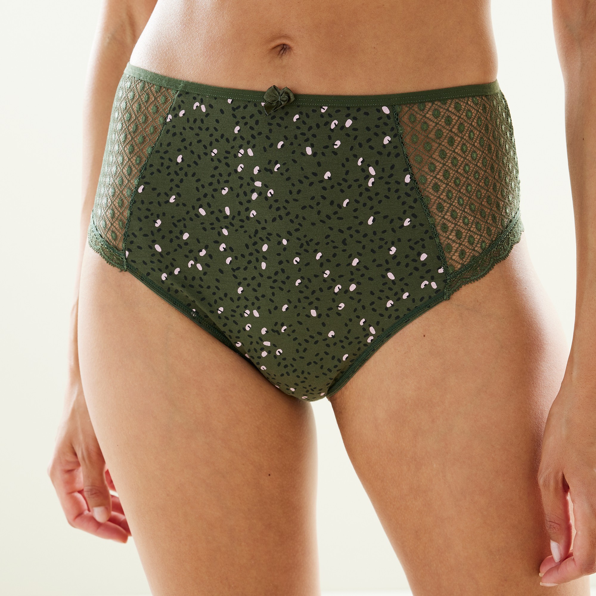 Culotte Maxi Dentelle Coton Uni Et Imprimé Tachiste Tropea - Lot De 4 - Blancheporte