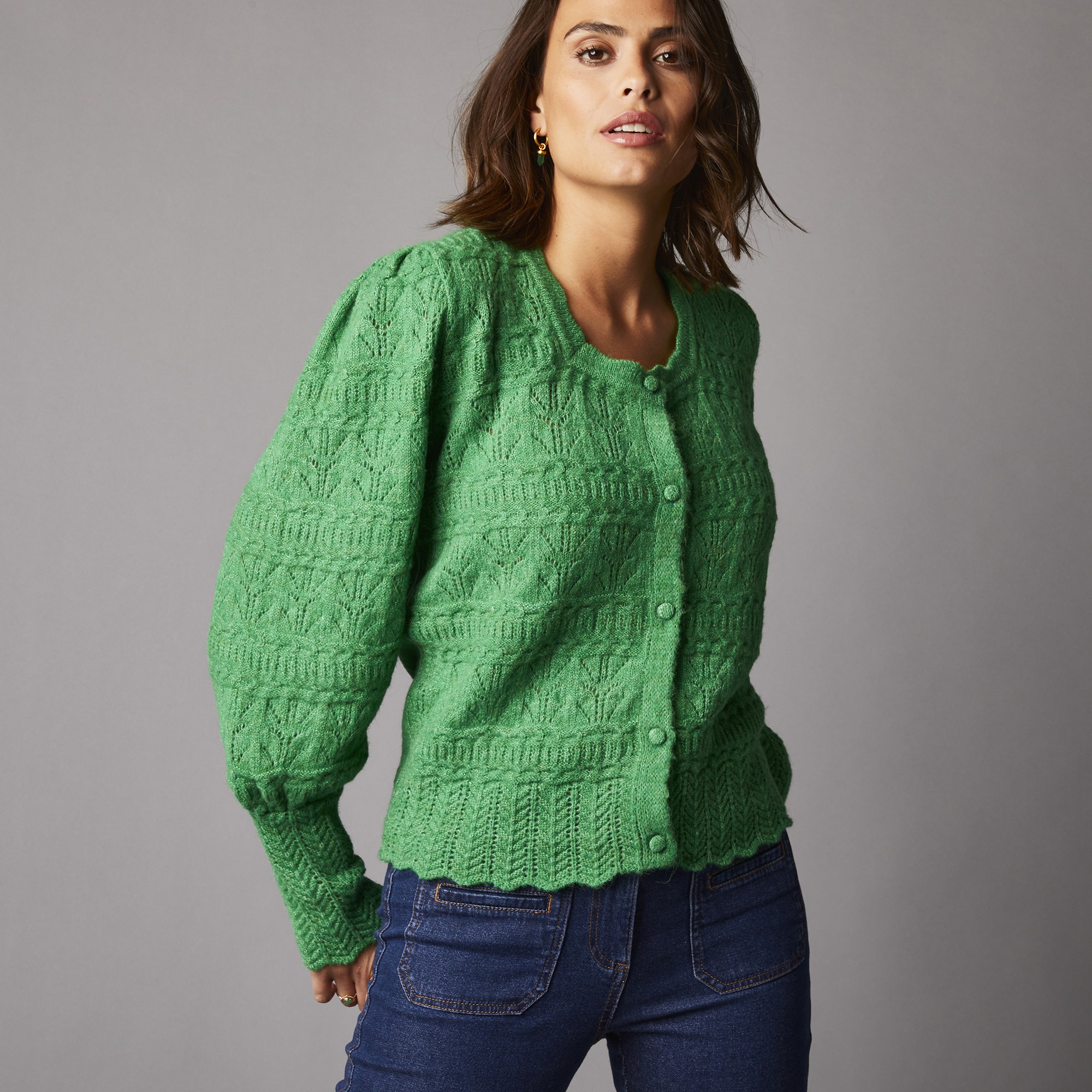 Gilet Col Rond Maille Fantaisie, Finition Écailles - Blancheporte