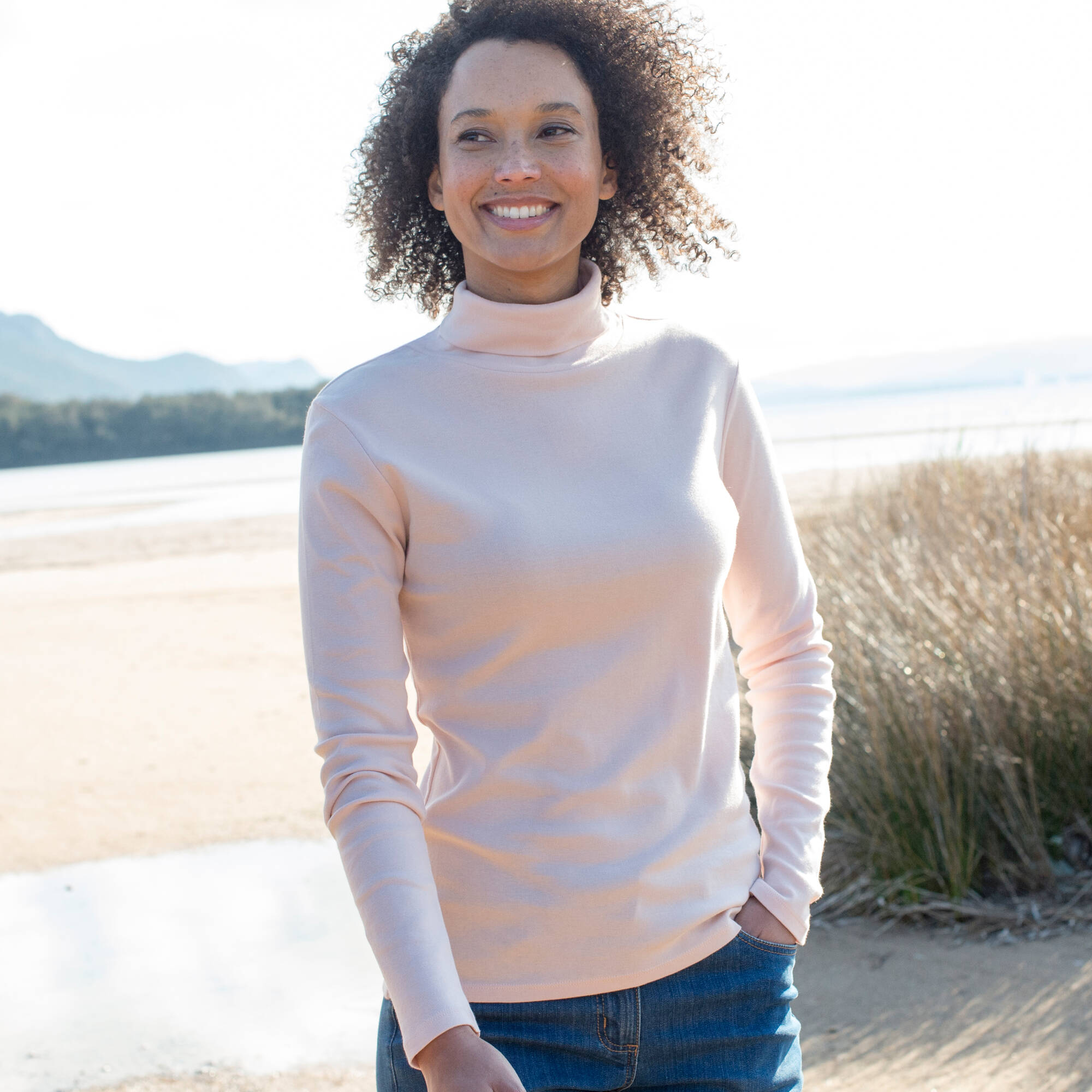 T-shirt Col Montant Uni Coton Biologique(**) - Blancheporte