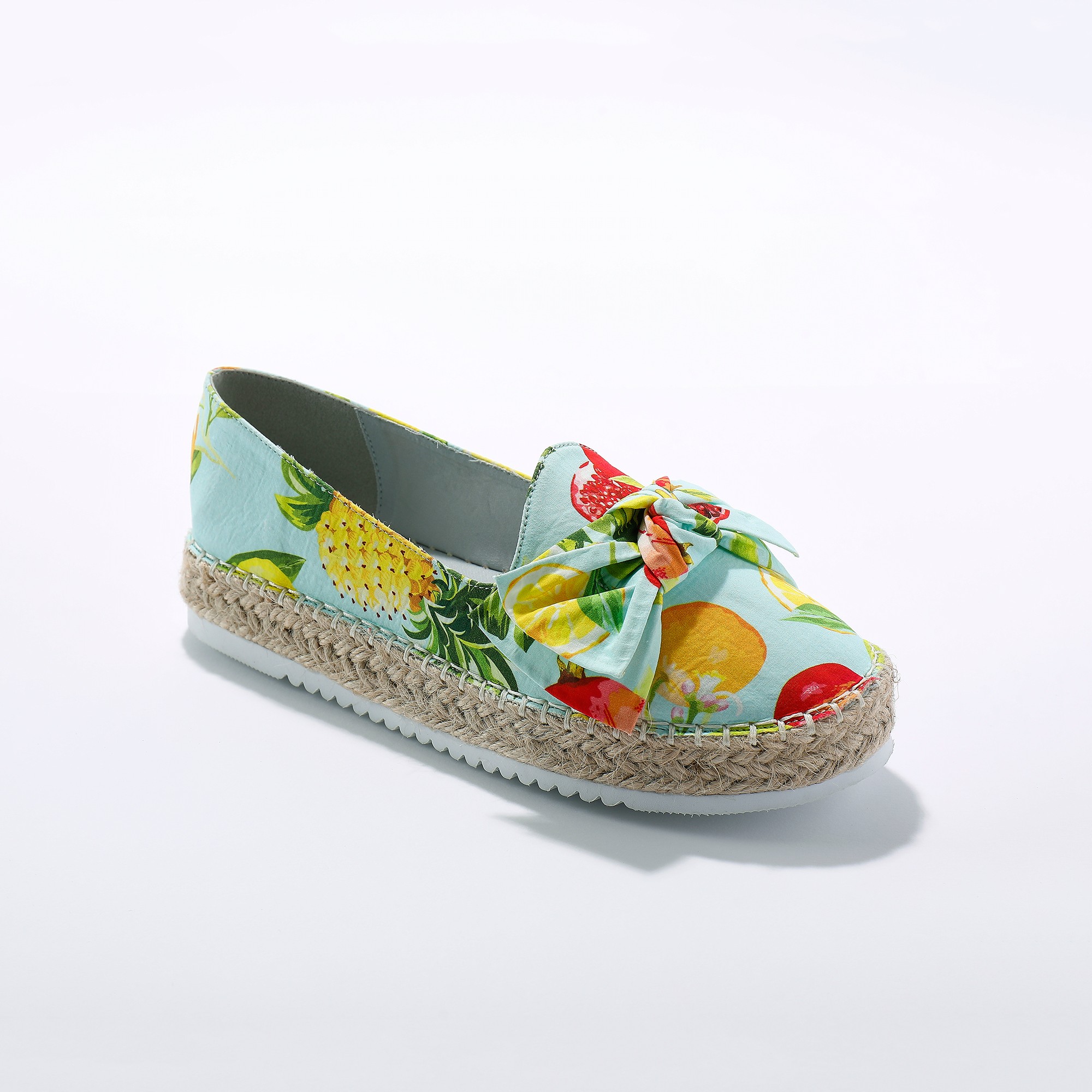 Mocassins Espadrilles Imprimées À Noeud Semelle Corde Crantée - Blancheporte