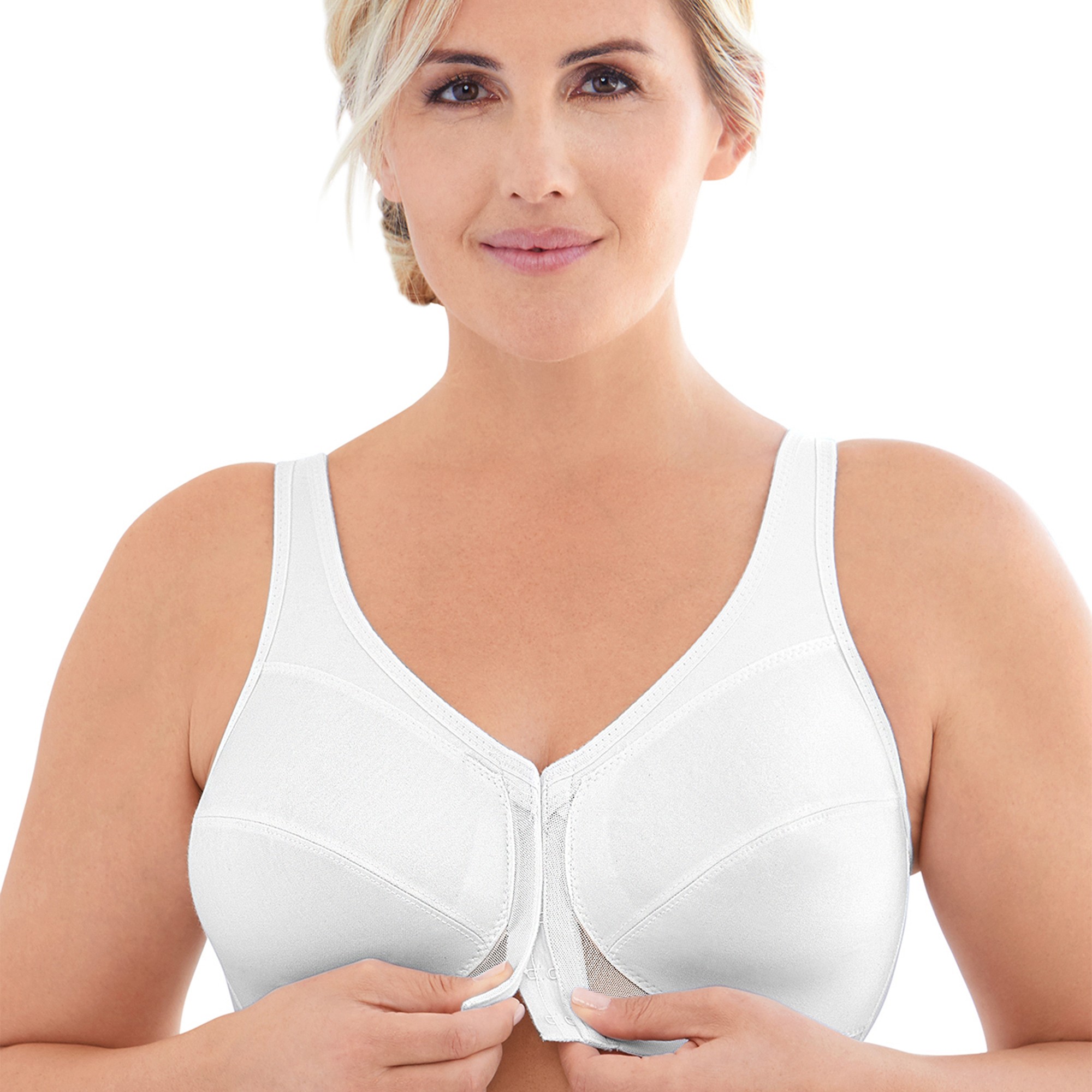 Soutien-gorge ouvert devant spécial dos MagicLift - 95D - Blanc - Glamorise