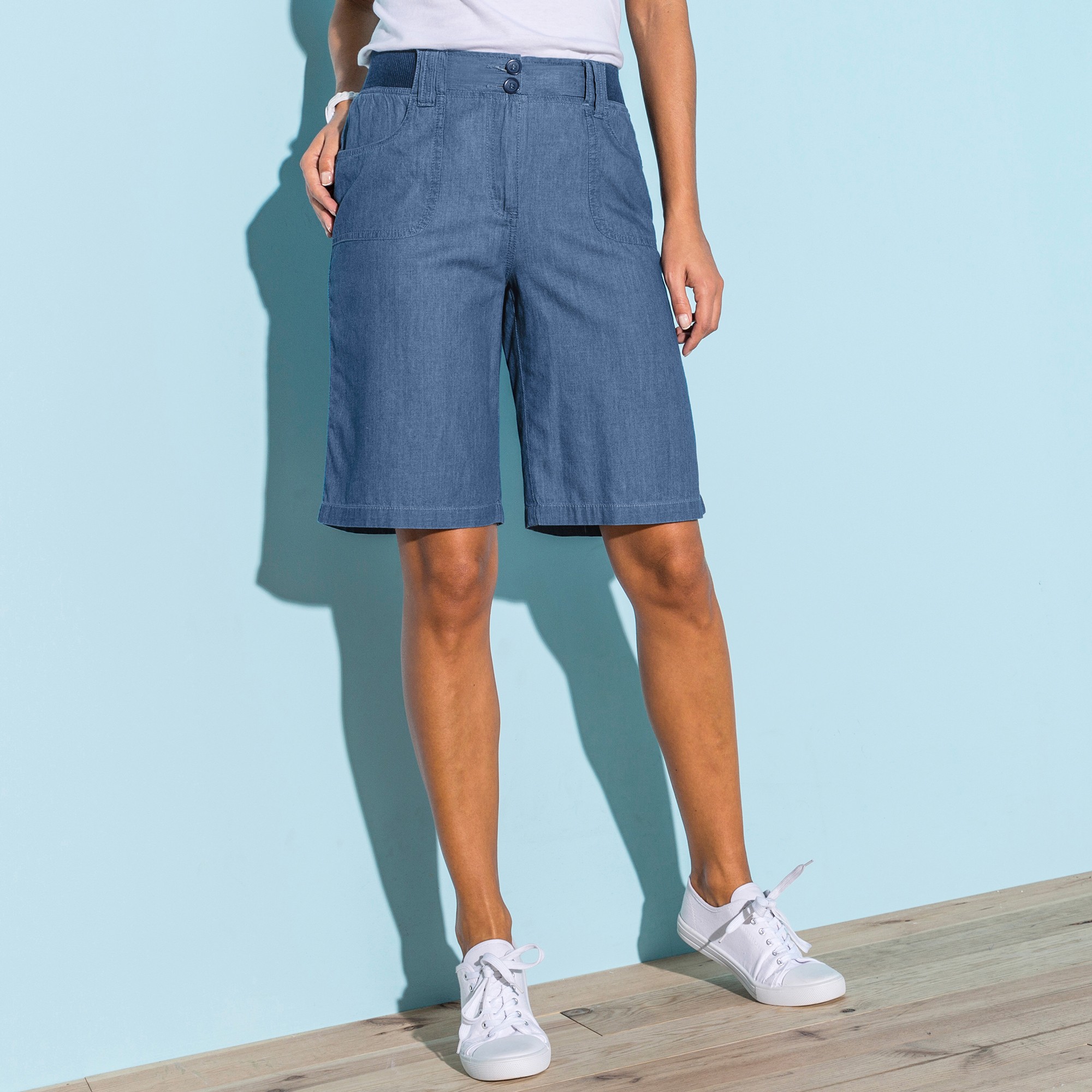 Bermuda Denim Ceinture Maille - Blancheporte