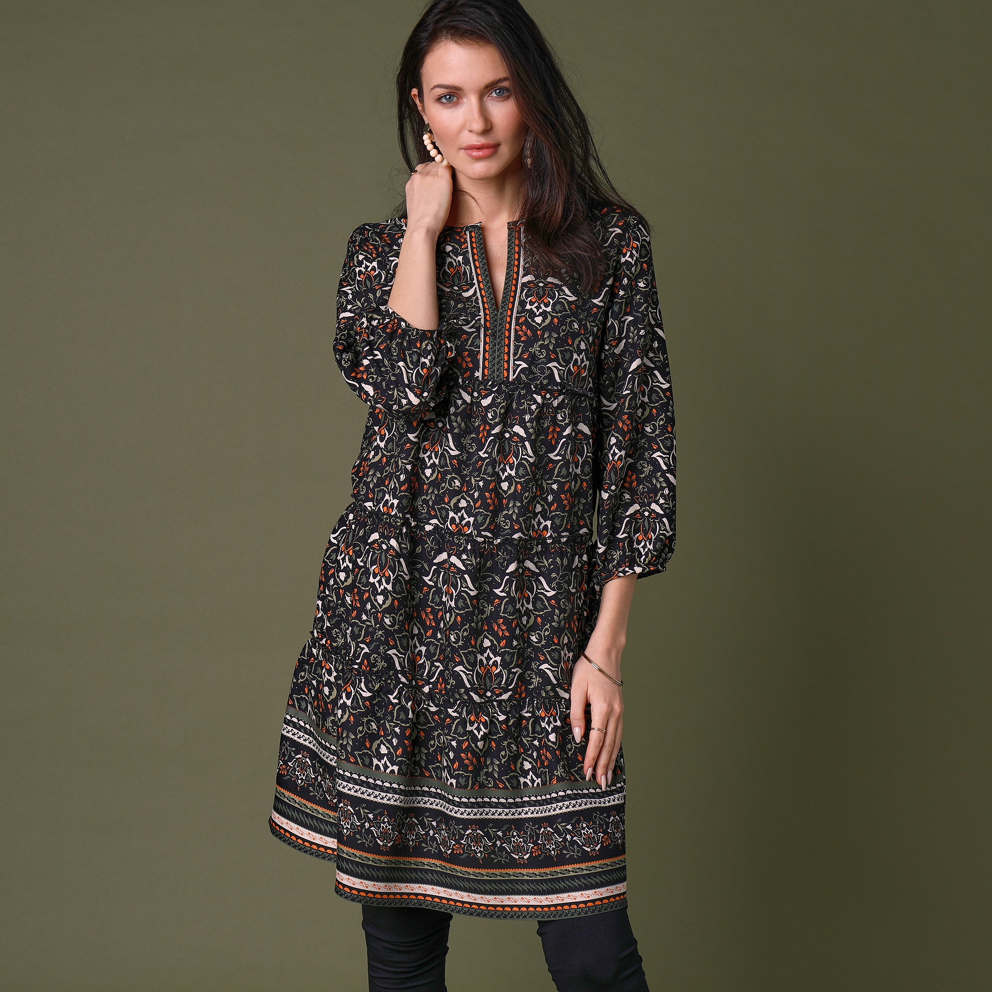 Tunique Imprimée Manches 3/4 Blousantes - Lora Zellini