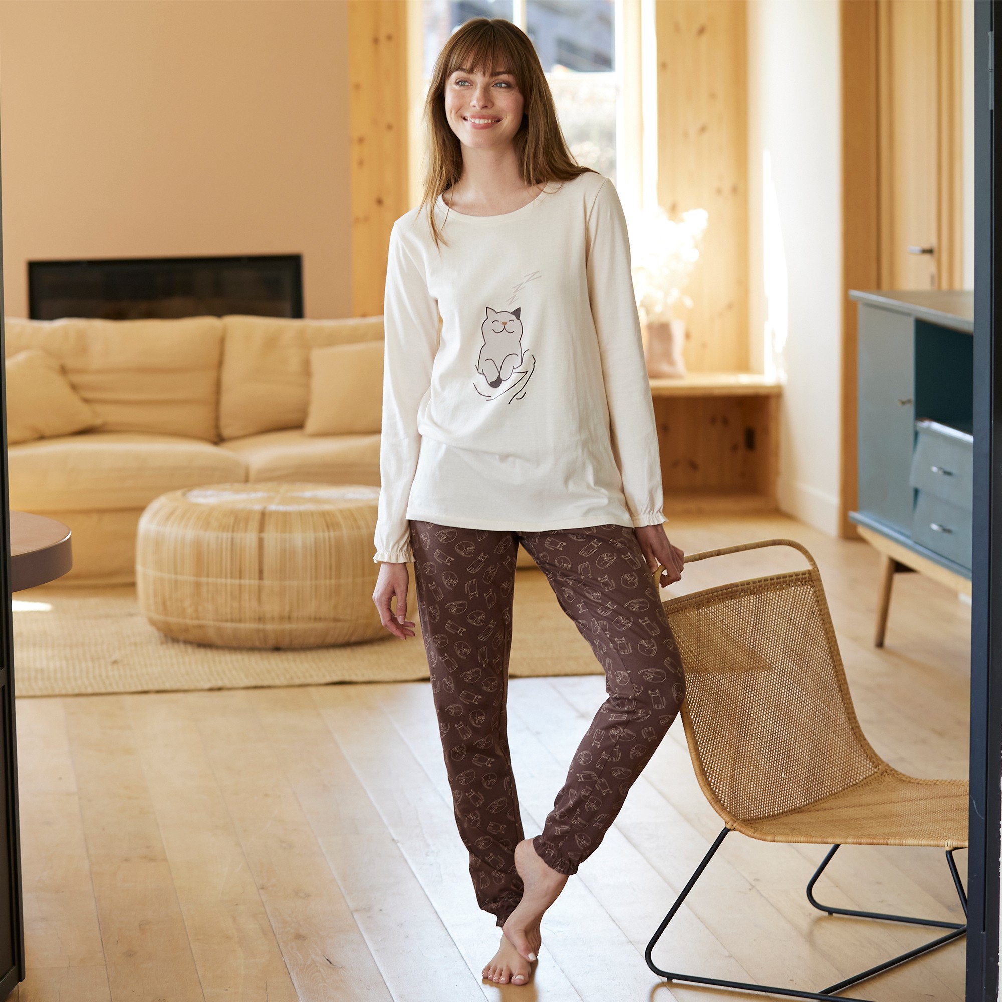 Pyjama motif chat femme on sale