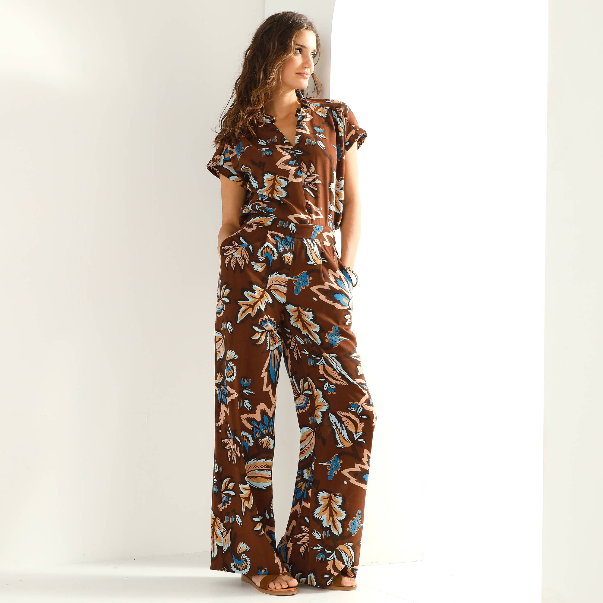 Pantalon large fluide, imprimé XXL - Blancheporte