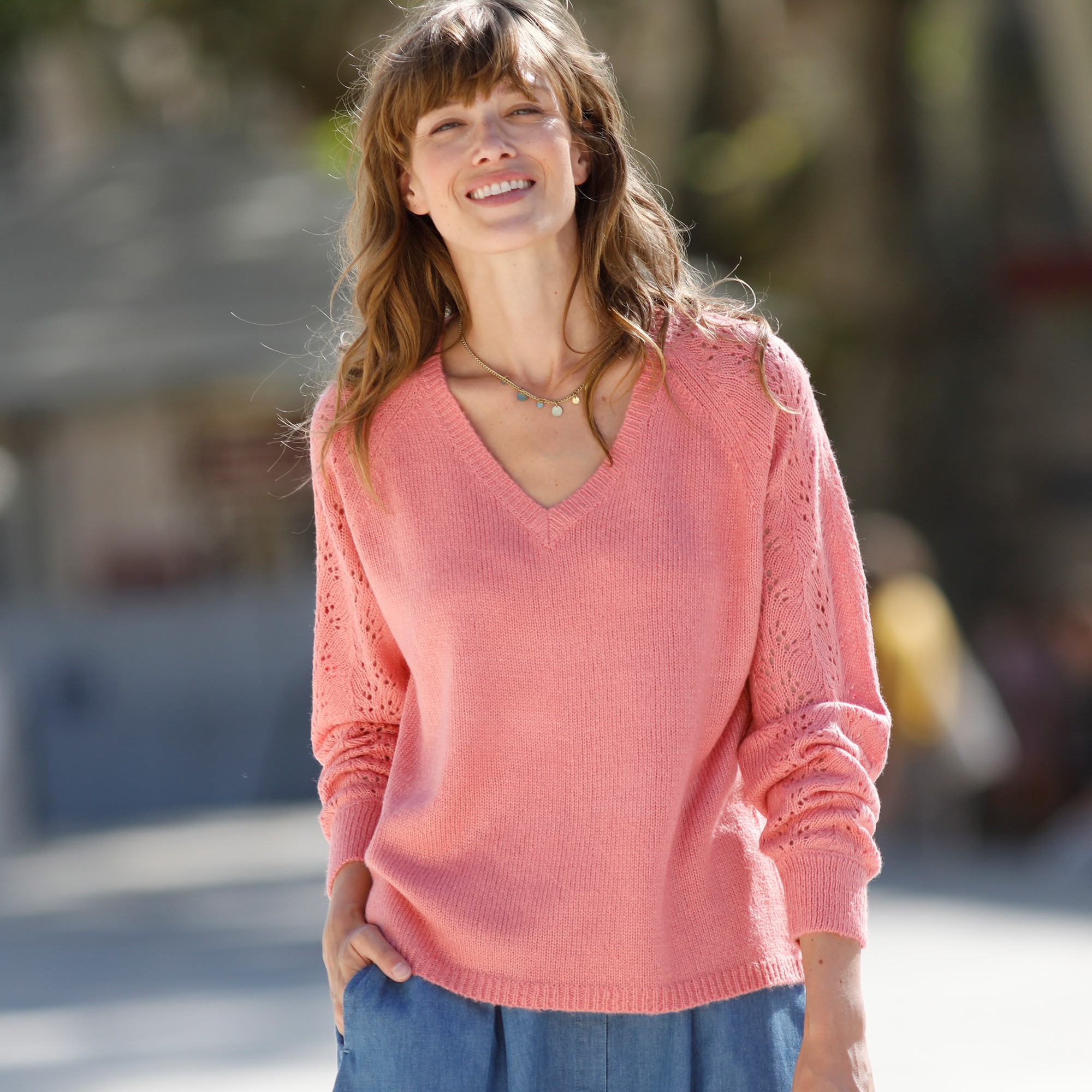 Pull Col V, Toucher Mohair - Blancheporte