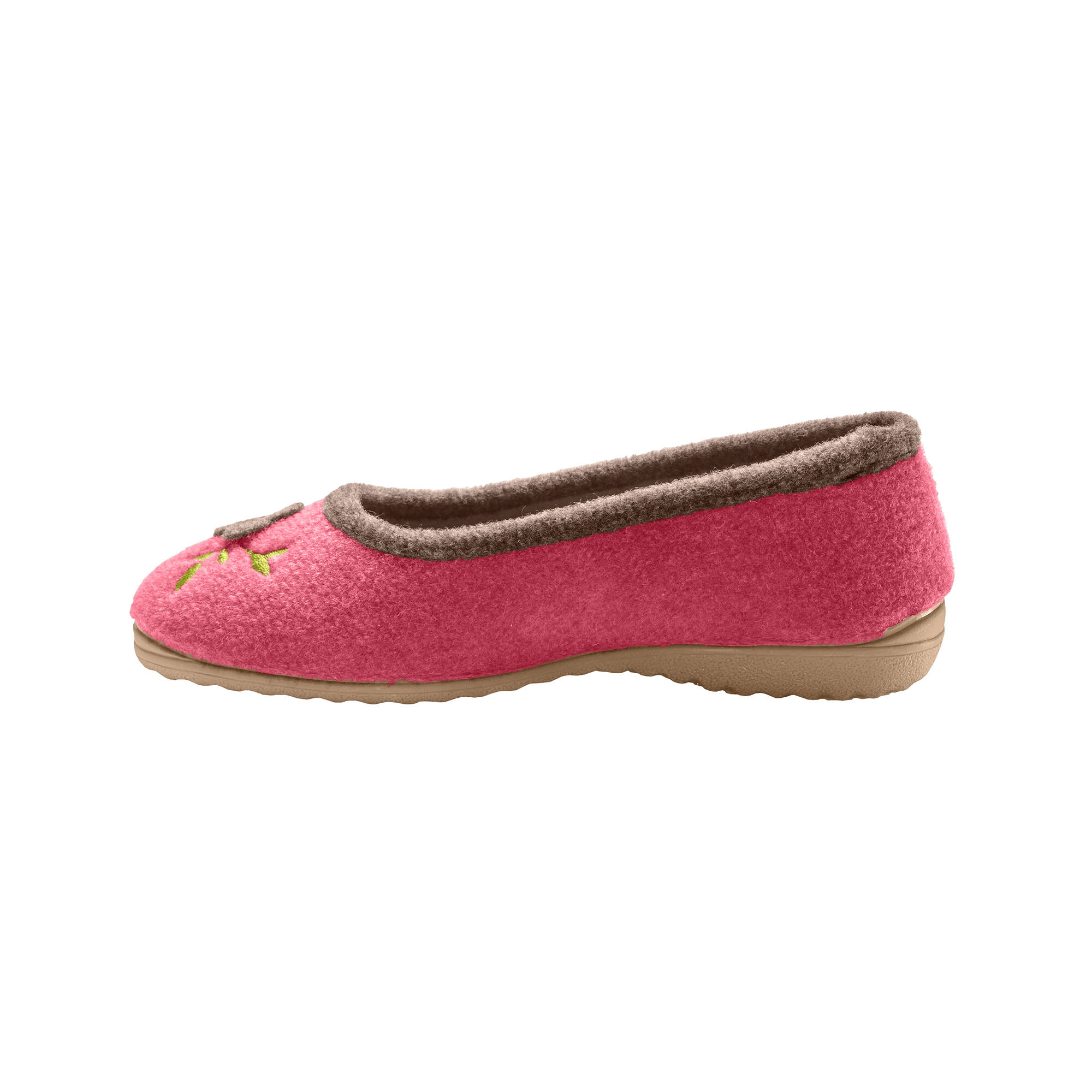 Chaussons ballerines feutrine avec fleur applique - Blancheporte 30 €